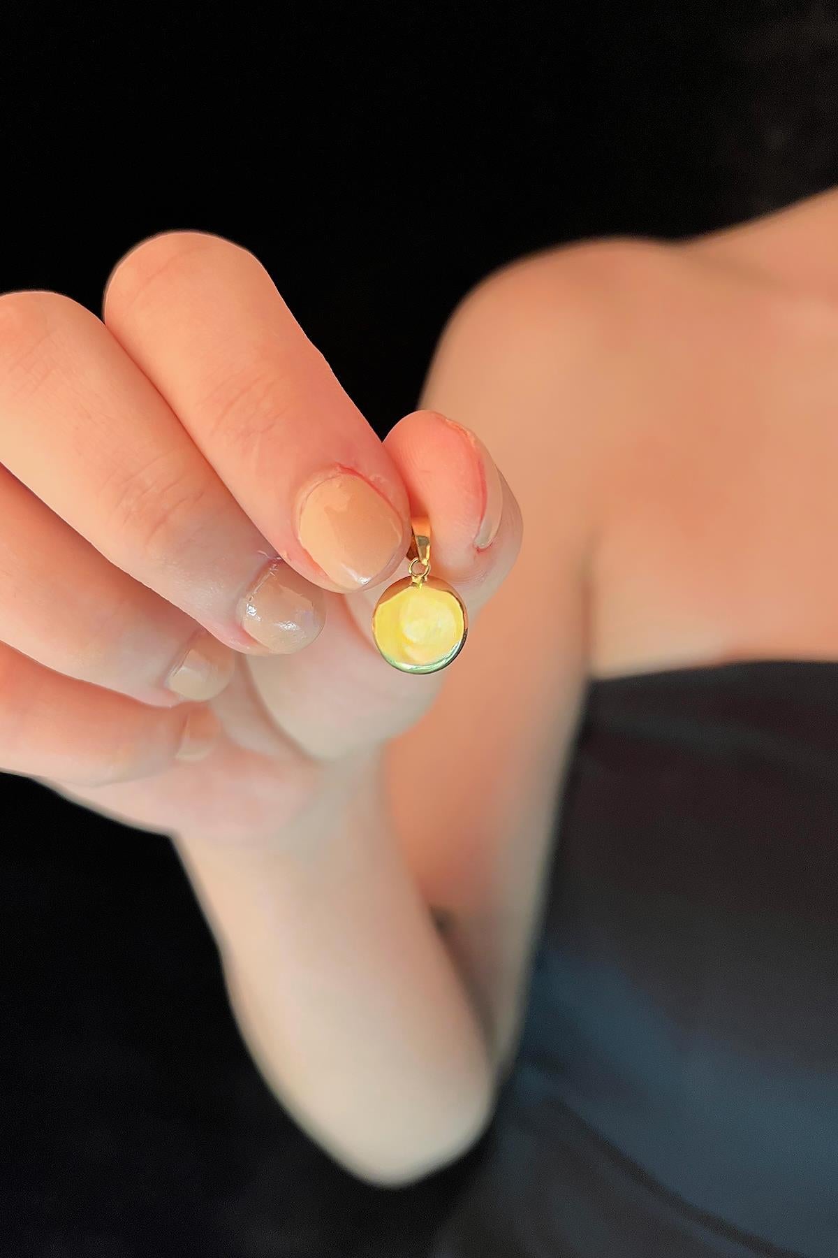 14K Gold Small Green Faceted Evil Eye Charm