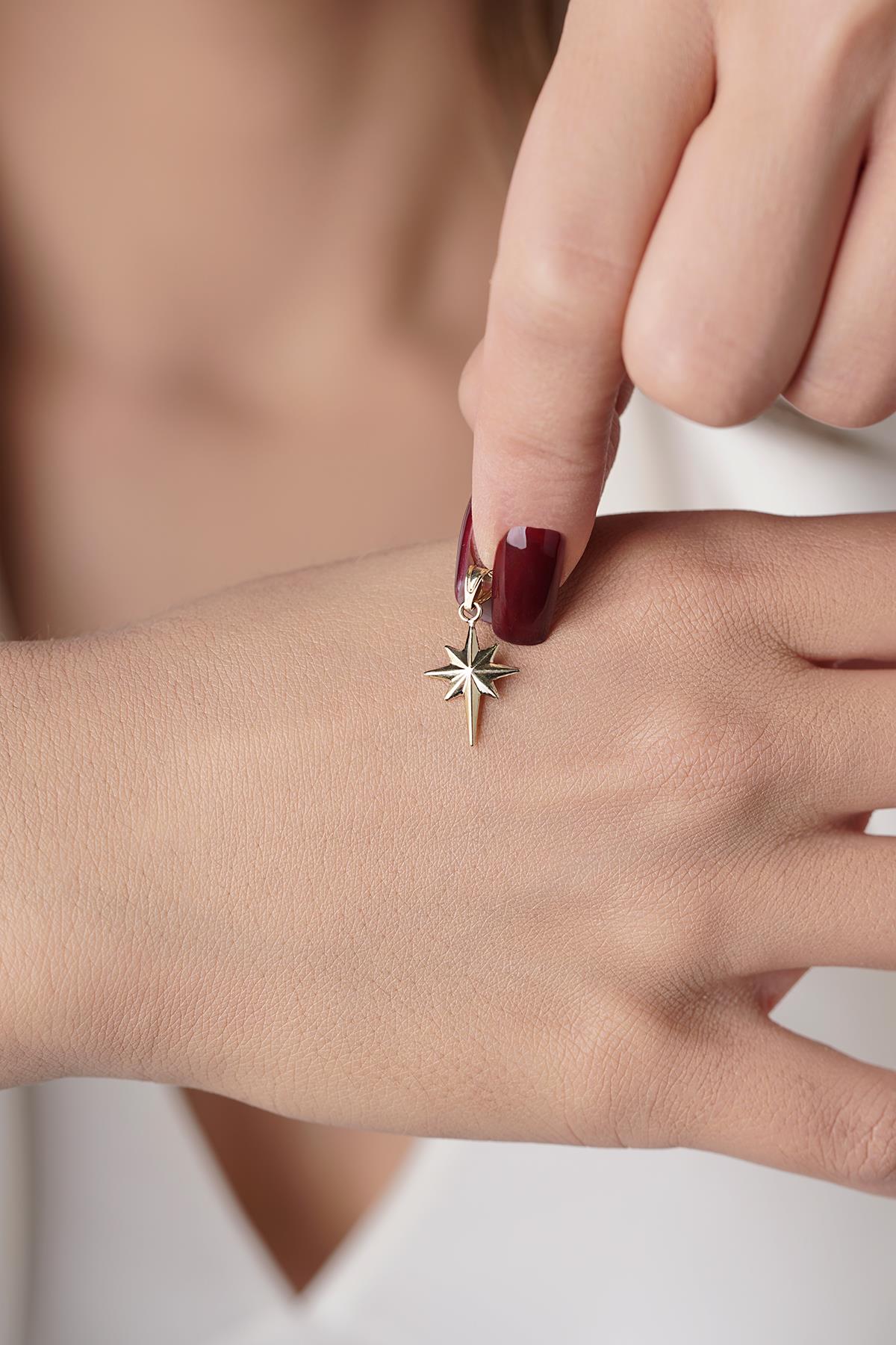 14K Gold Small North Star Charm