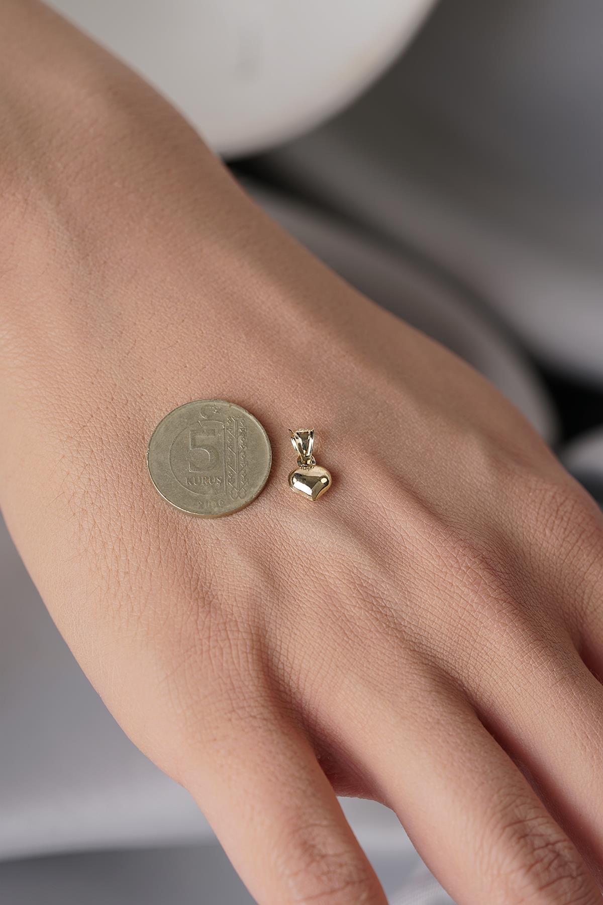 14K Gold Small Puff Heart Charm