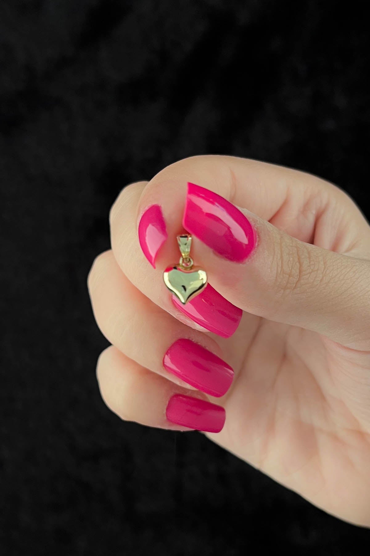 14K Gold Small Puff Heart Charm