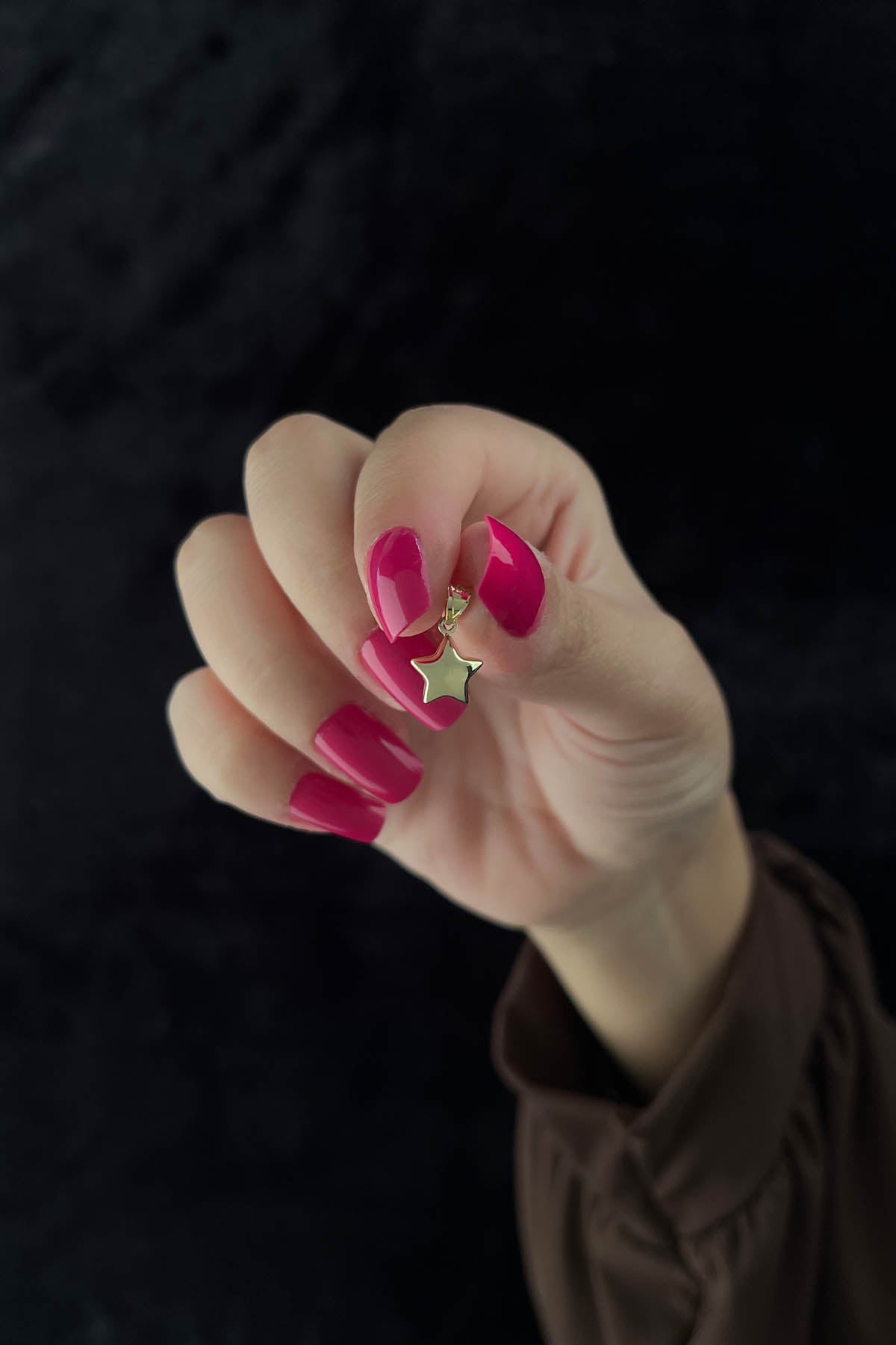 14K Gold Small Puffy Star Charm