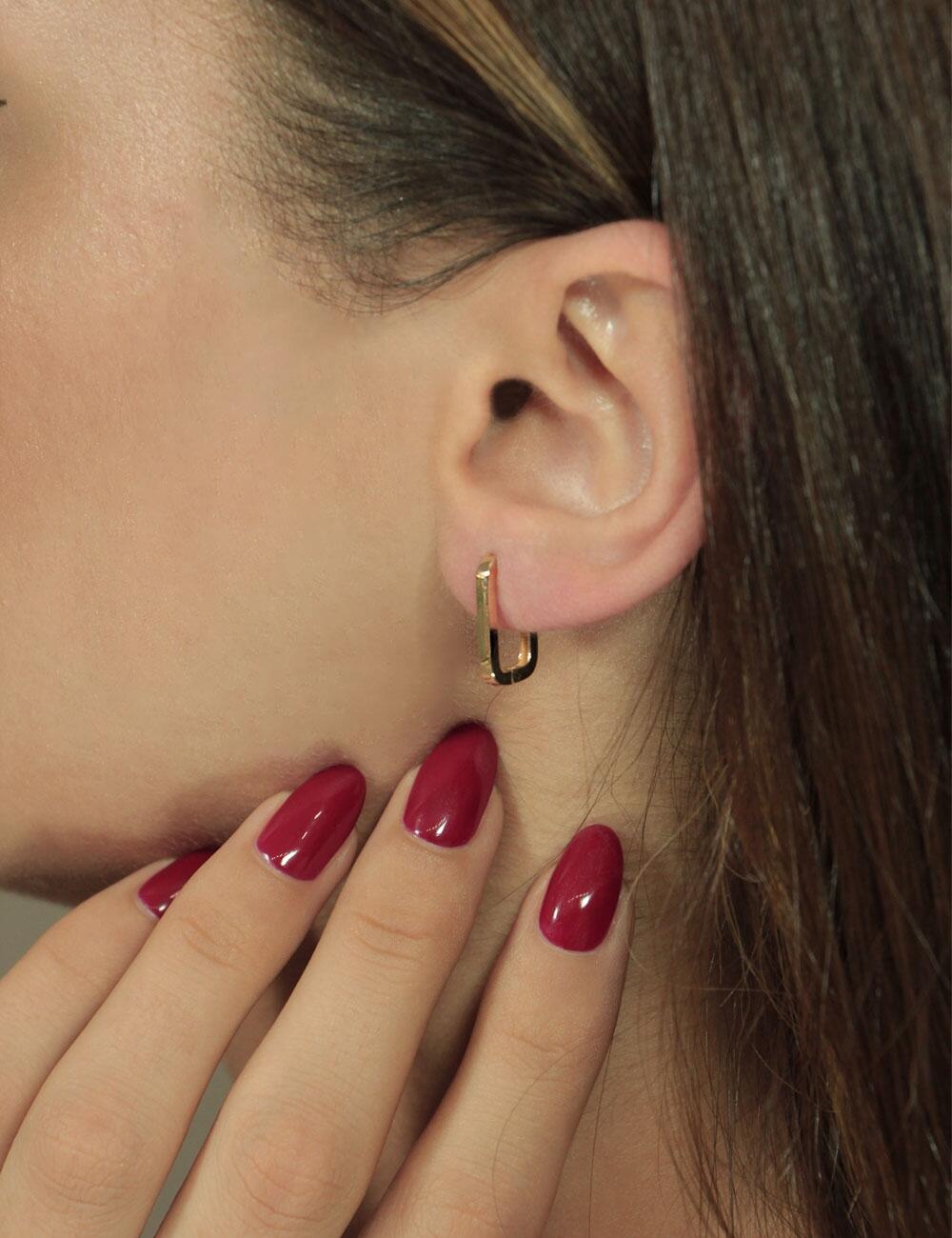 14K Gold Small Size U Shape Huggie Hoop Earrings