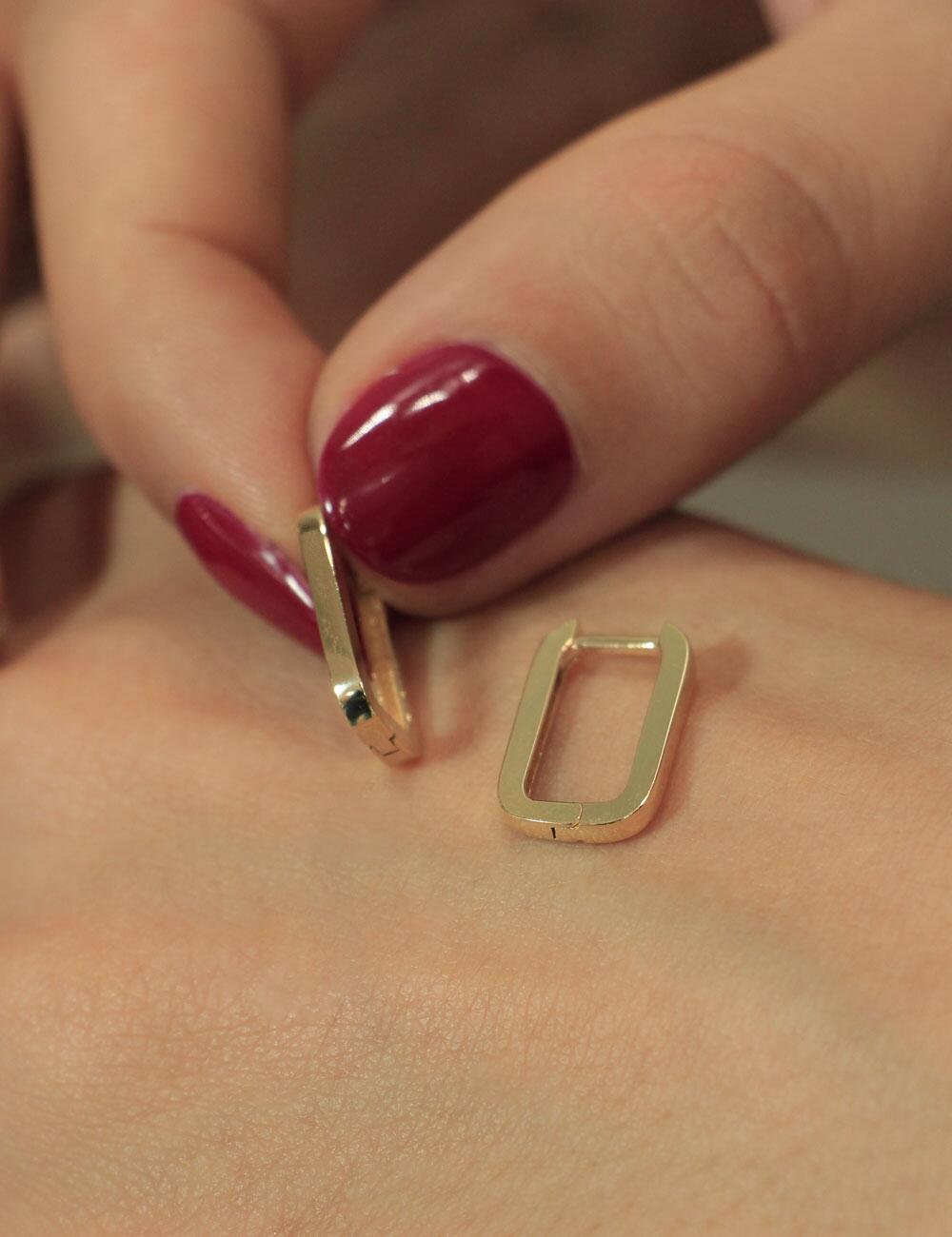 14K Gold Small Size U Shape Huggie Hoop Earrings