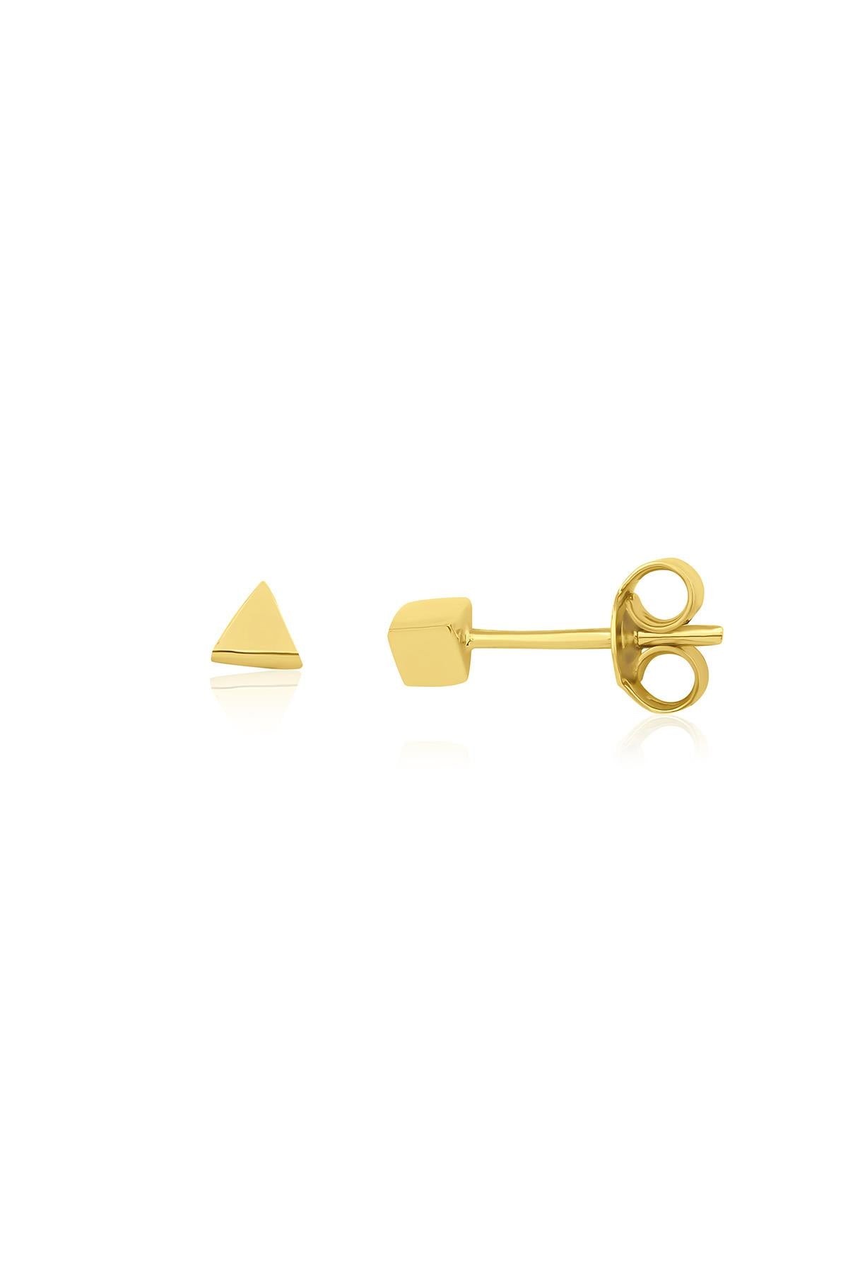 14K Gold Small Triangle Shape Stud Earrings