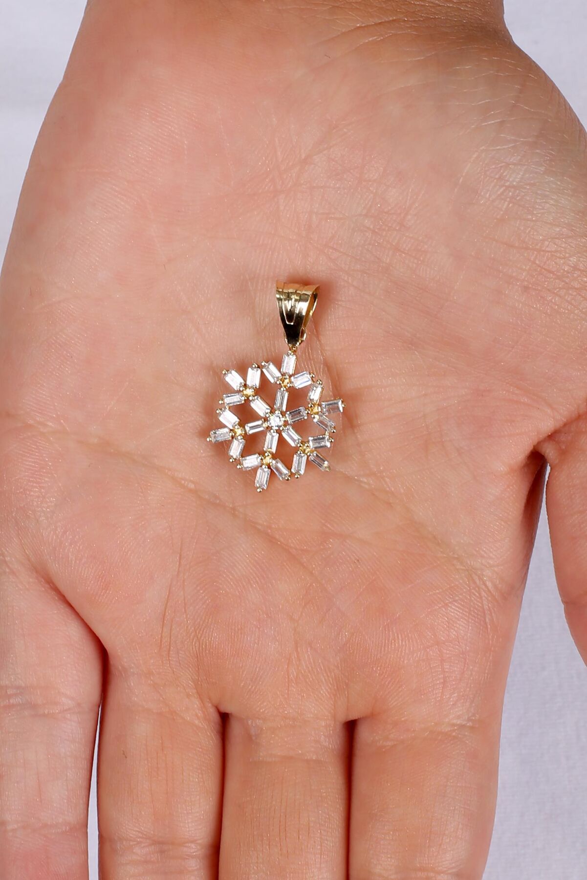 14K Gold Snowflake Charm