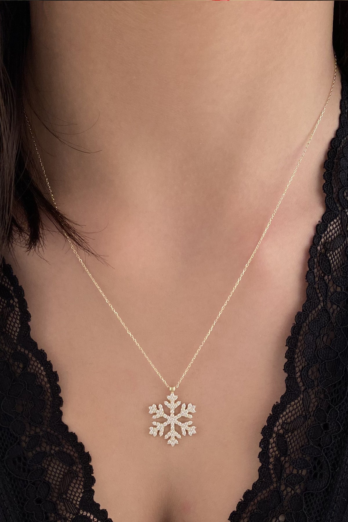 14K Gold Snowflake Necklace