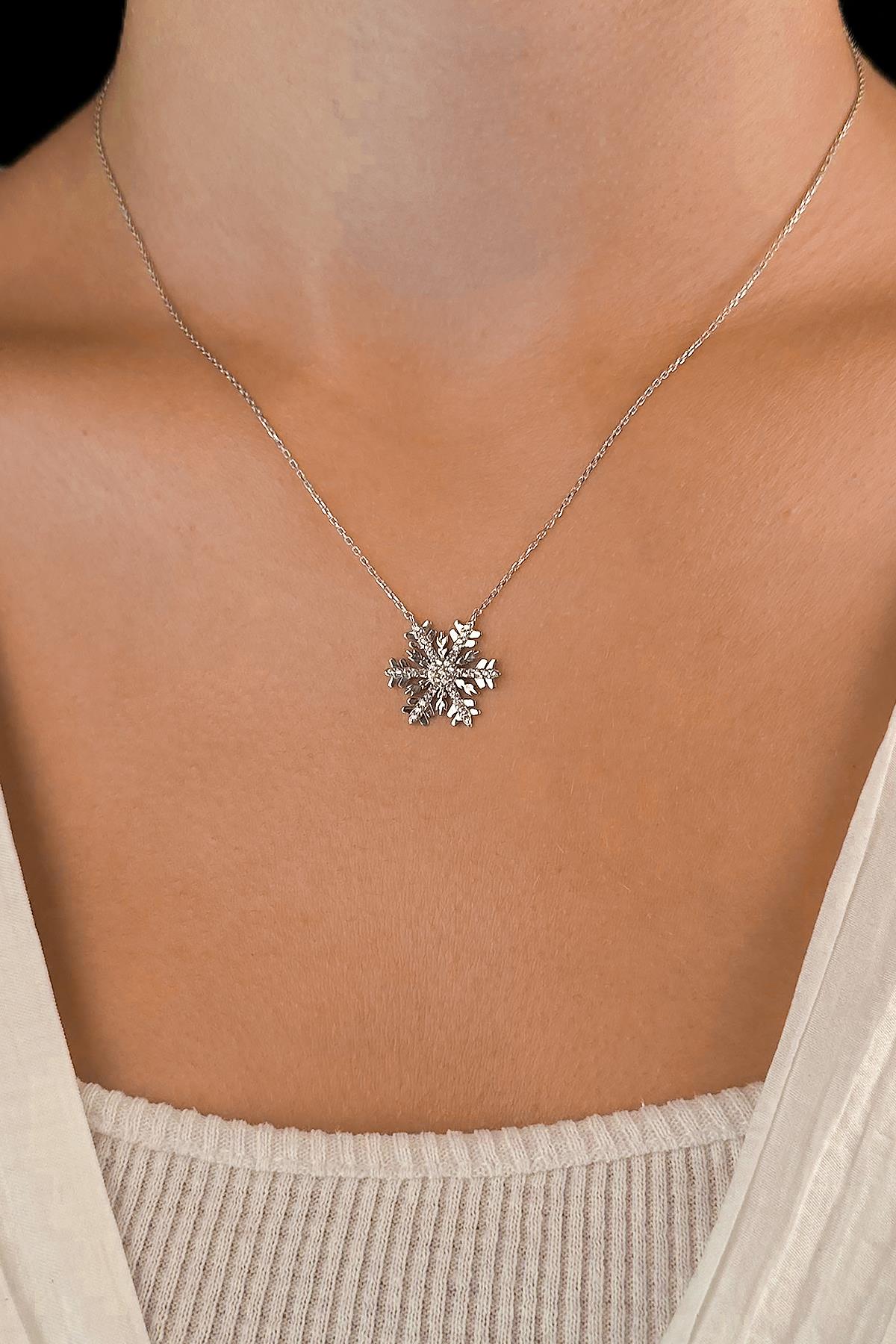 14K Gold Snowflake Necklace