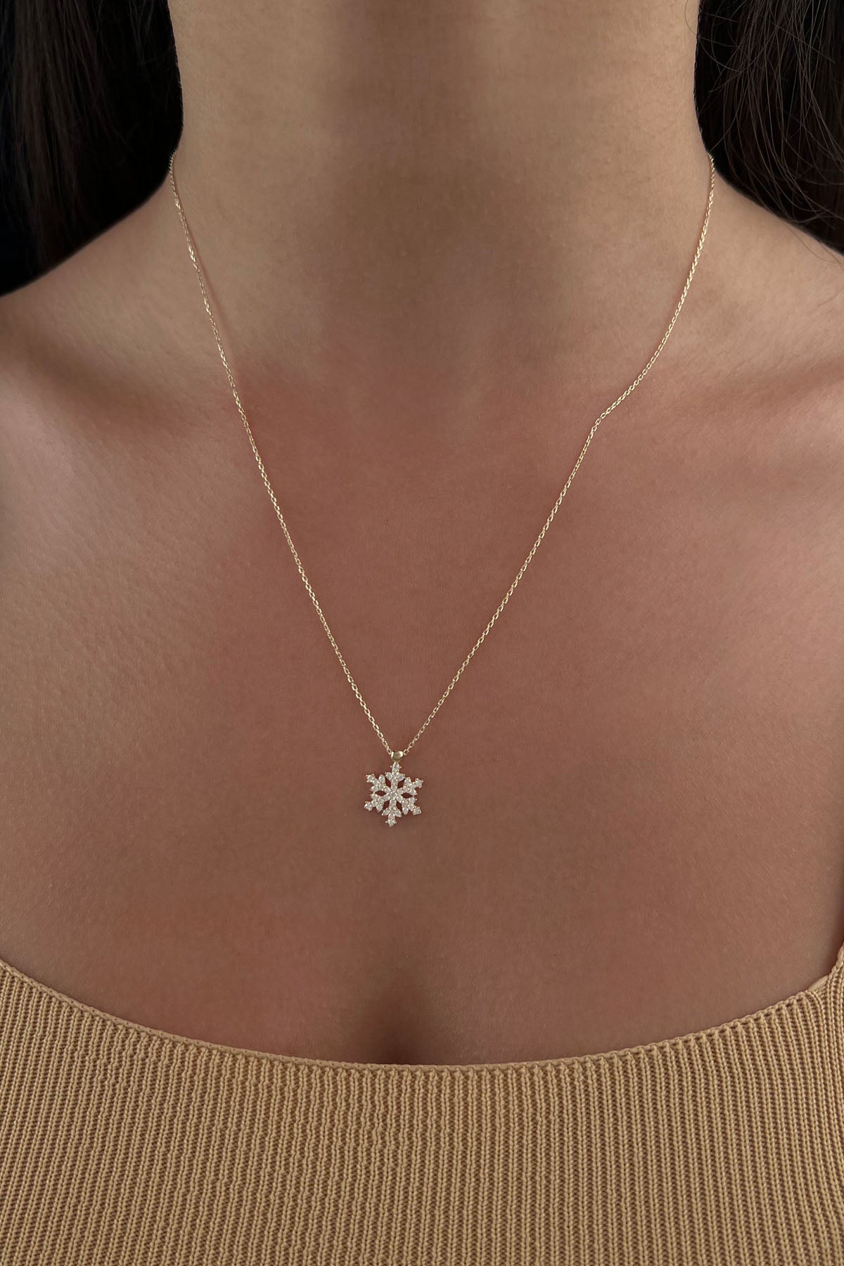 14K Gold Snowflake Necklace