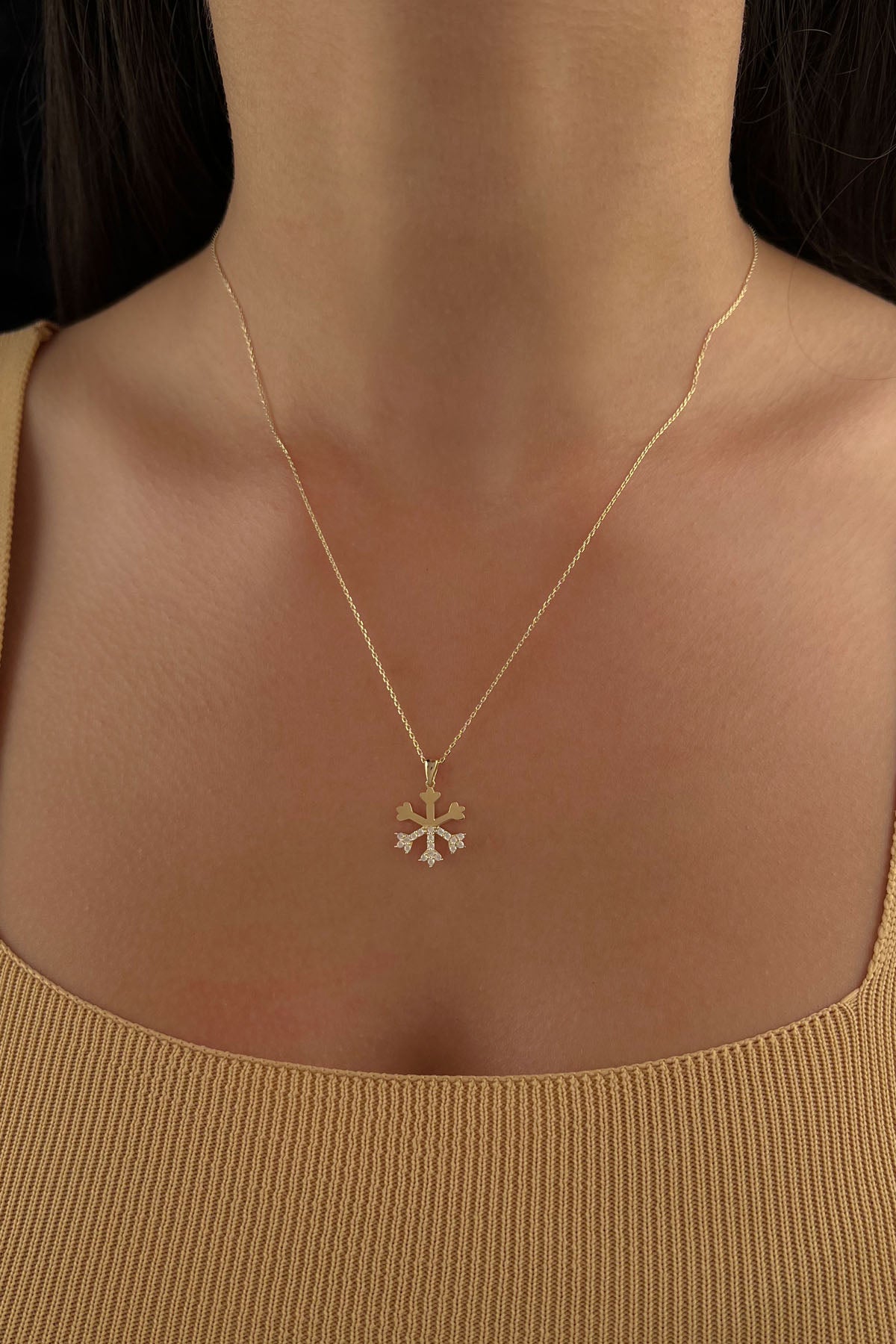 14K Gold Snowflake Necklace