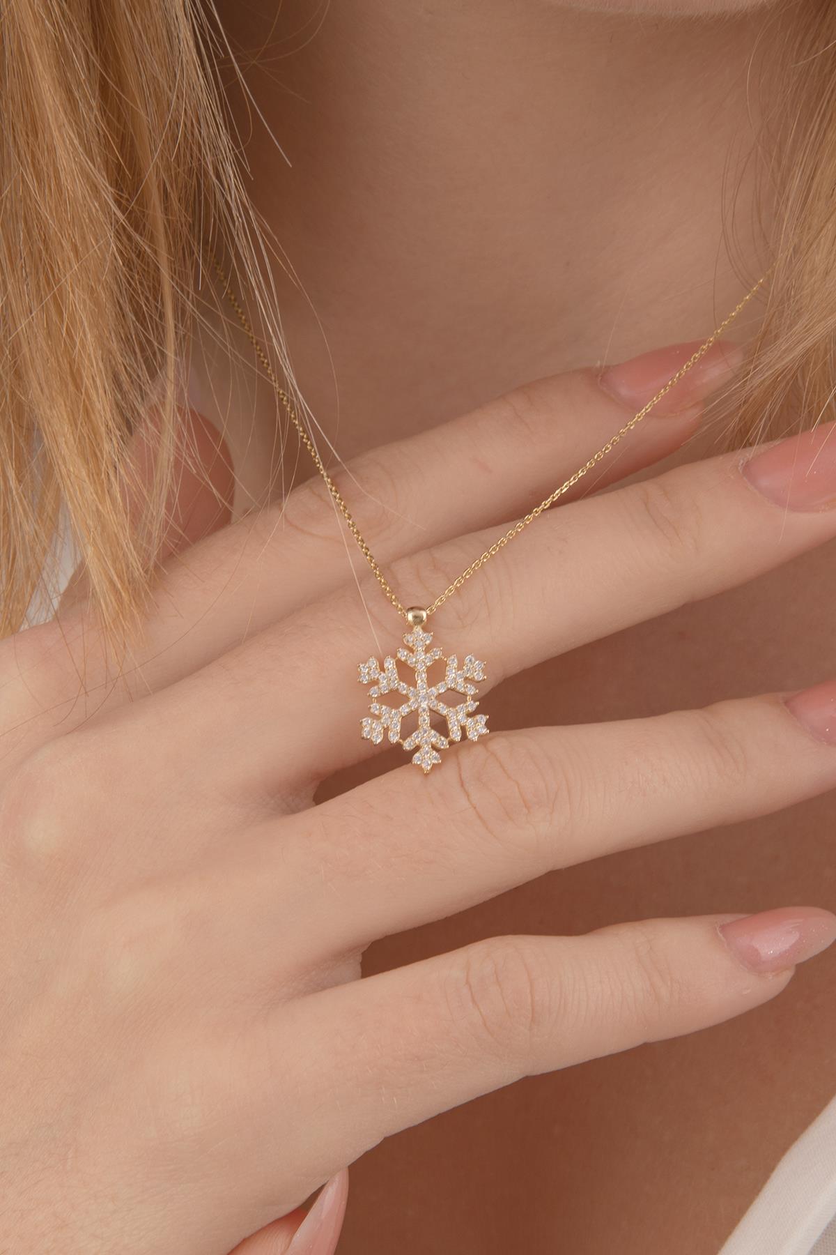 14K Gold Snowflake Necklace