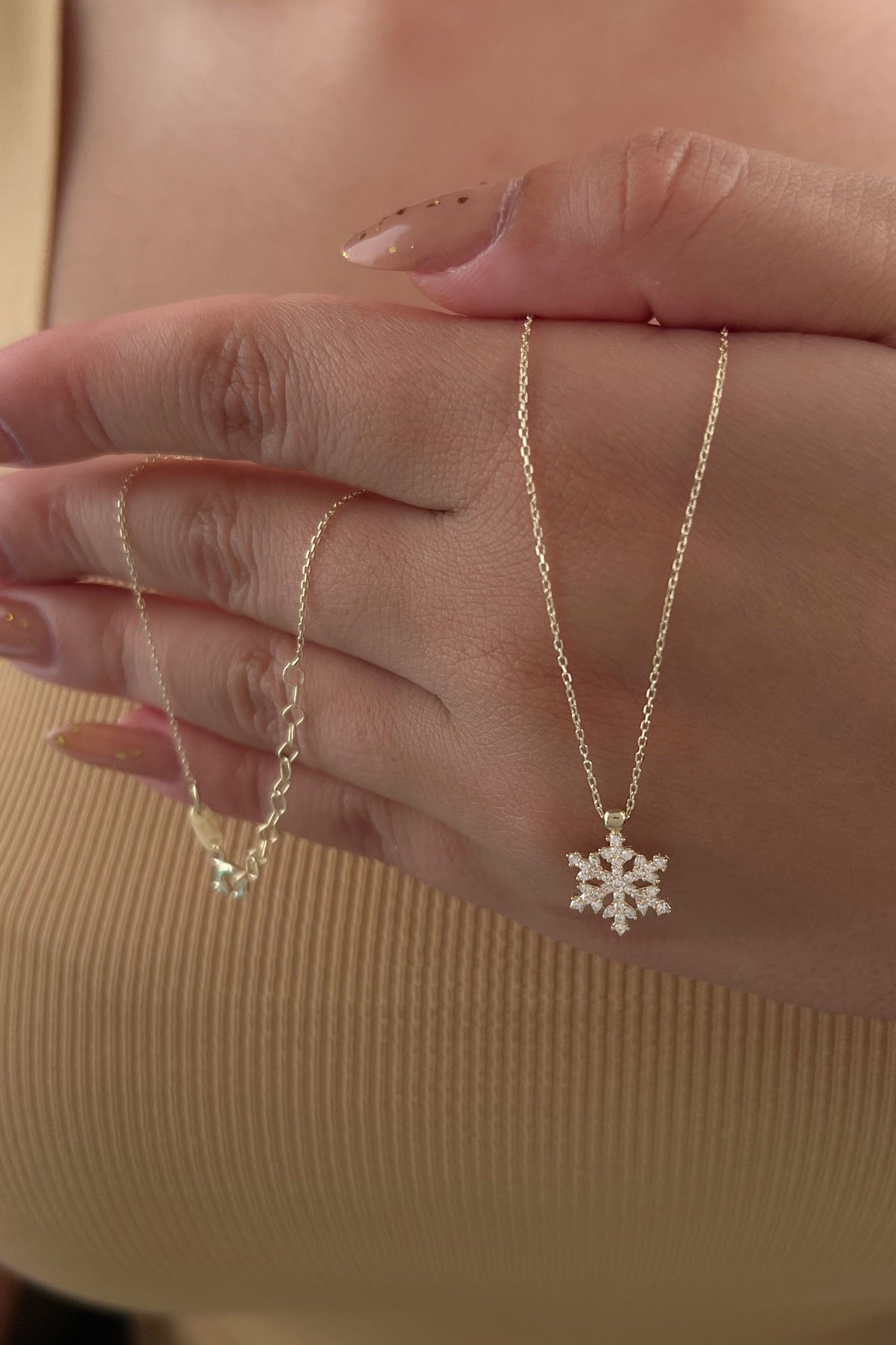14K Gold Snowflake Necklace