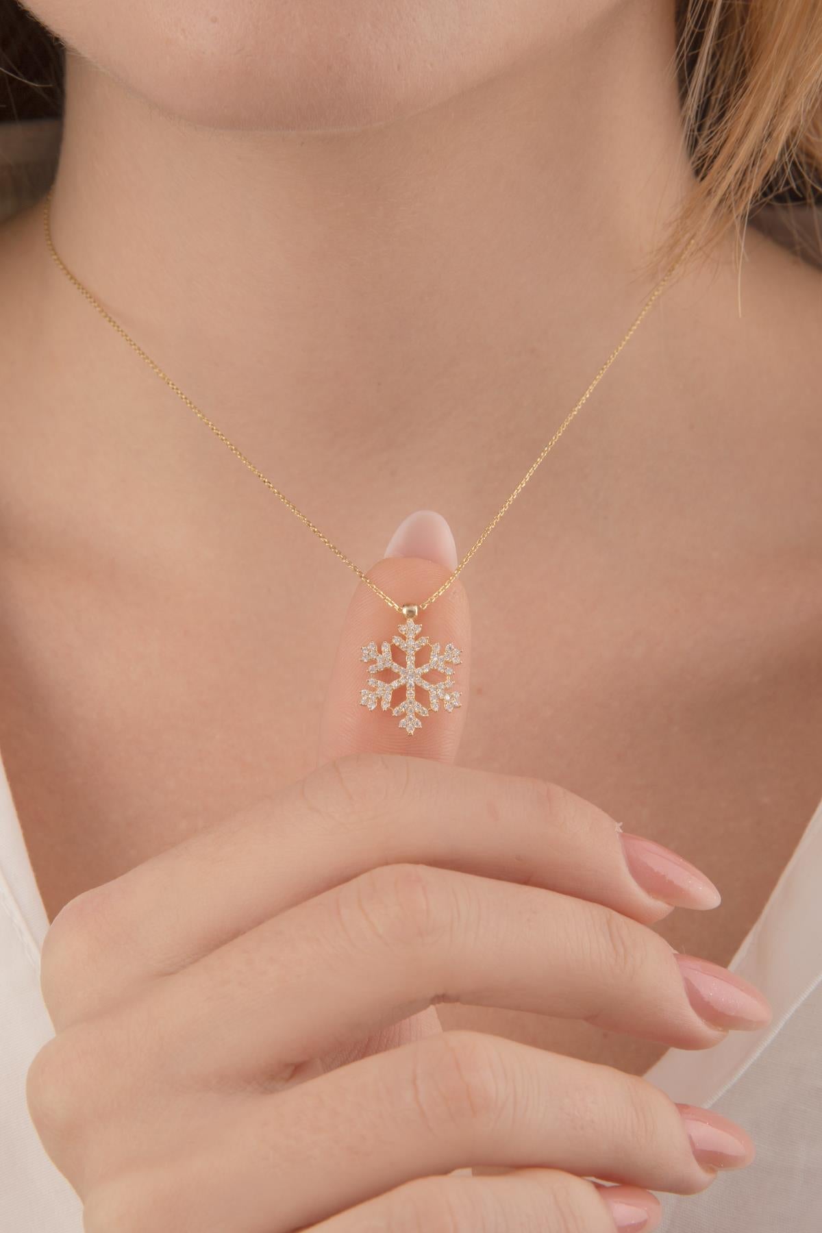 14K Gold Snowflake Necklace