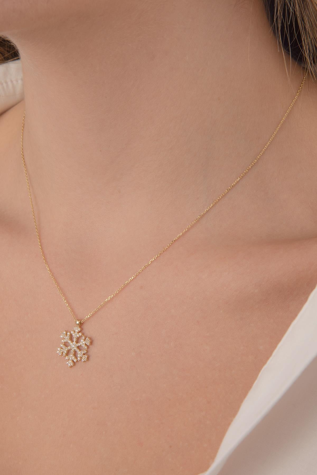 14K Gold Snowflake Necklace