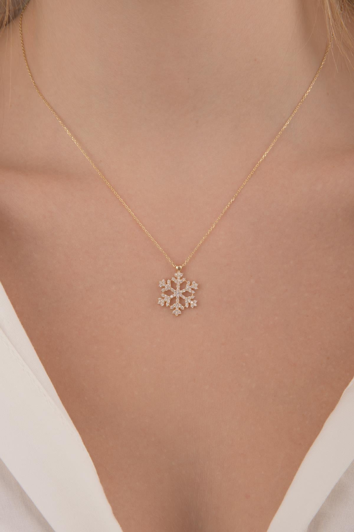 14K Gold Snowflake Necklace