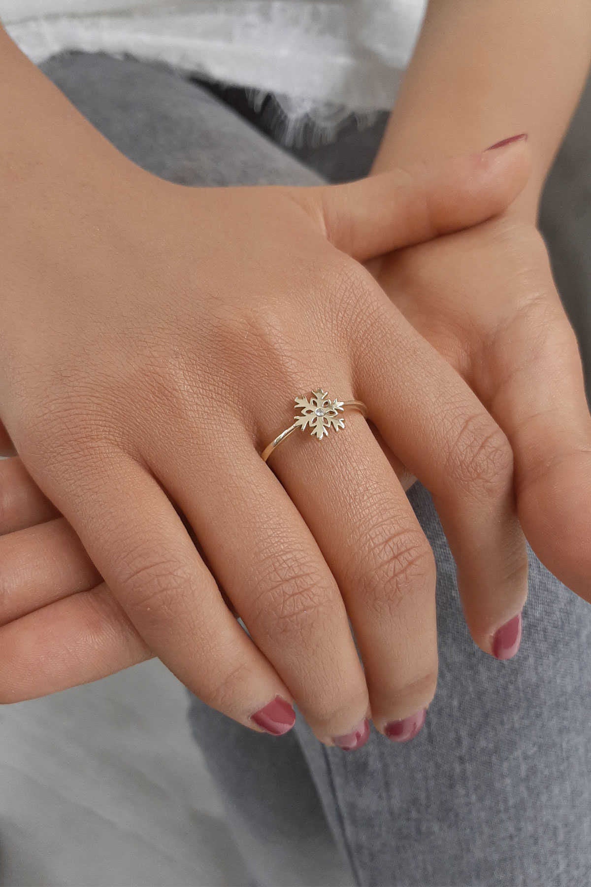 14K Gold Snowflake Ring