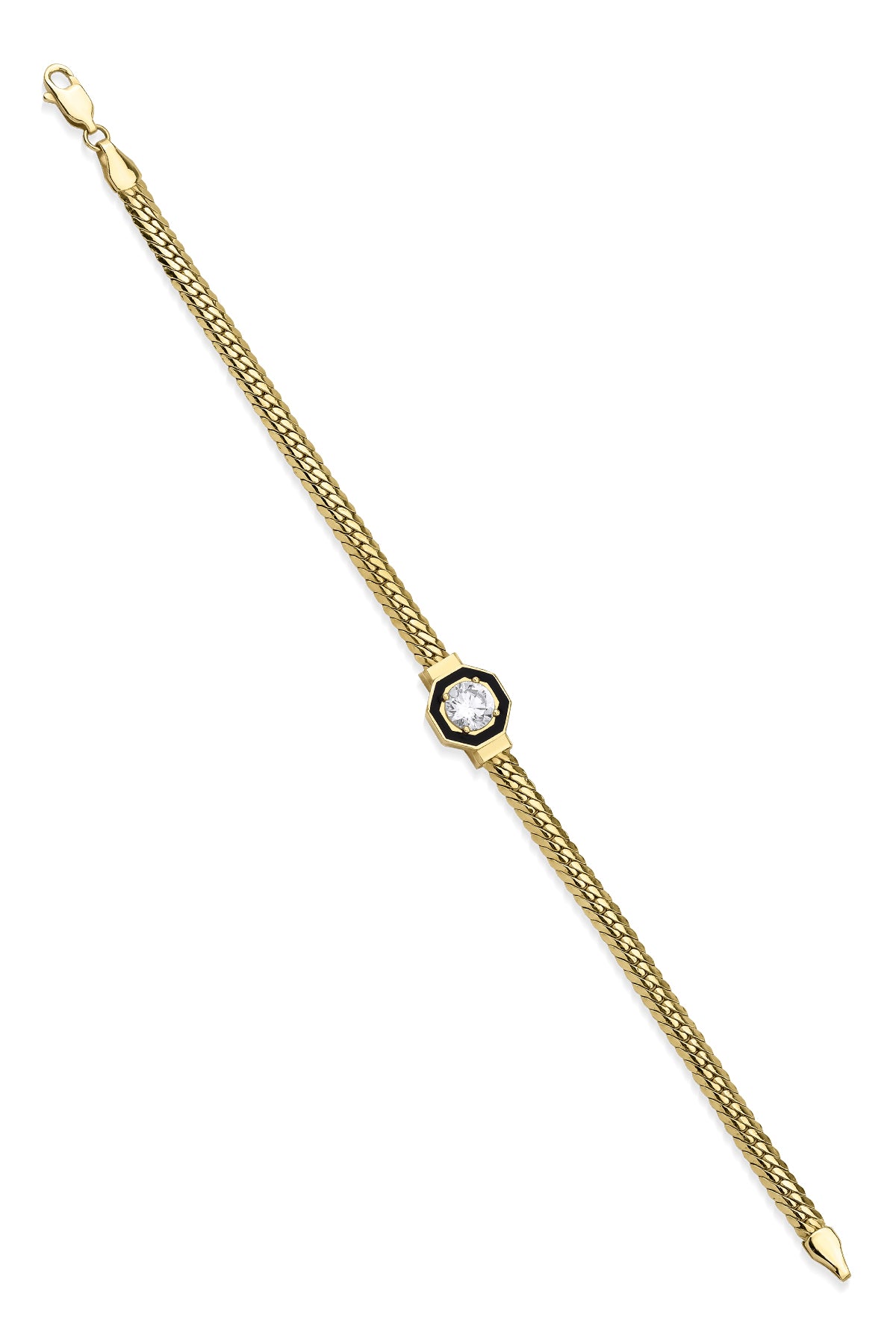 14K Gold Solitaire Snake Bracelet