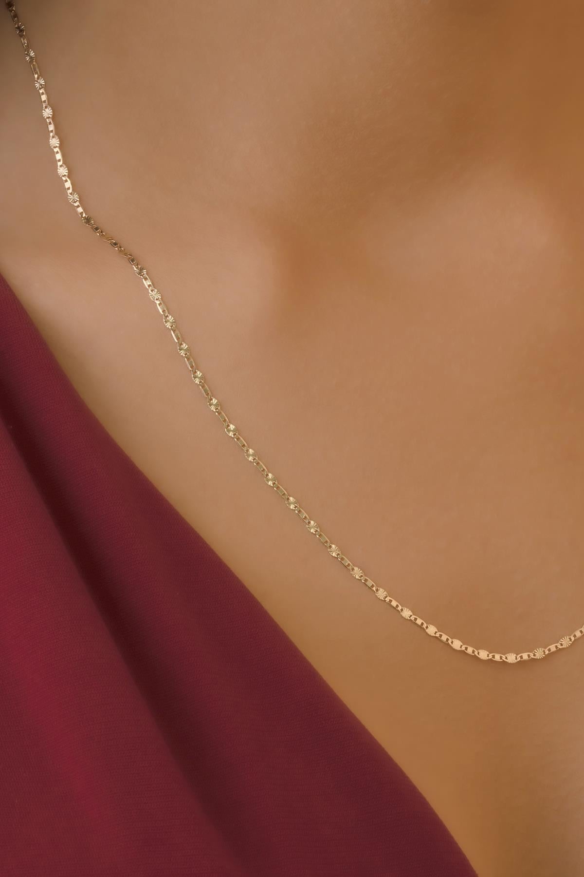 14K Gold Sparkle Mirror Chain