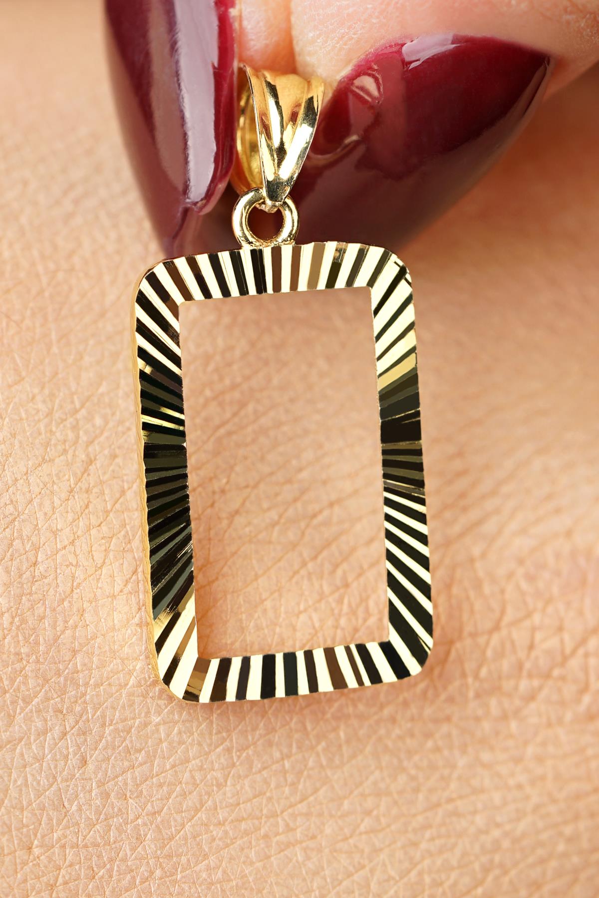 14K Gold Sparkling Gram Gold Coin Frame Pendant