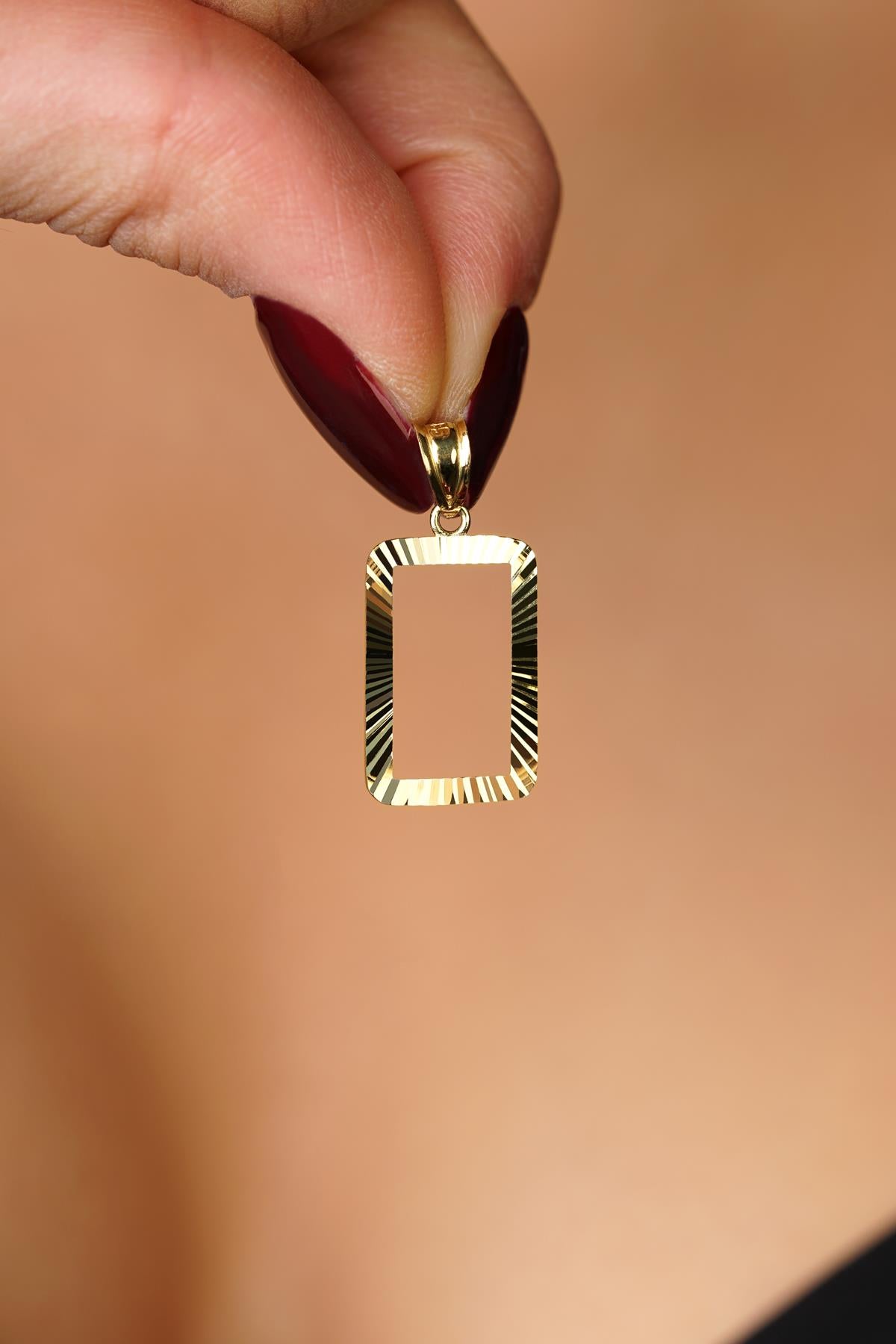 14K Solid Gold Sparkling Gram Gold Coin Frame Pendant
