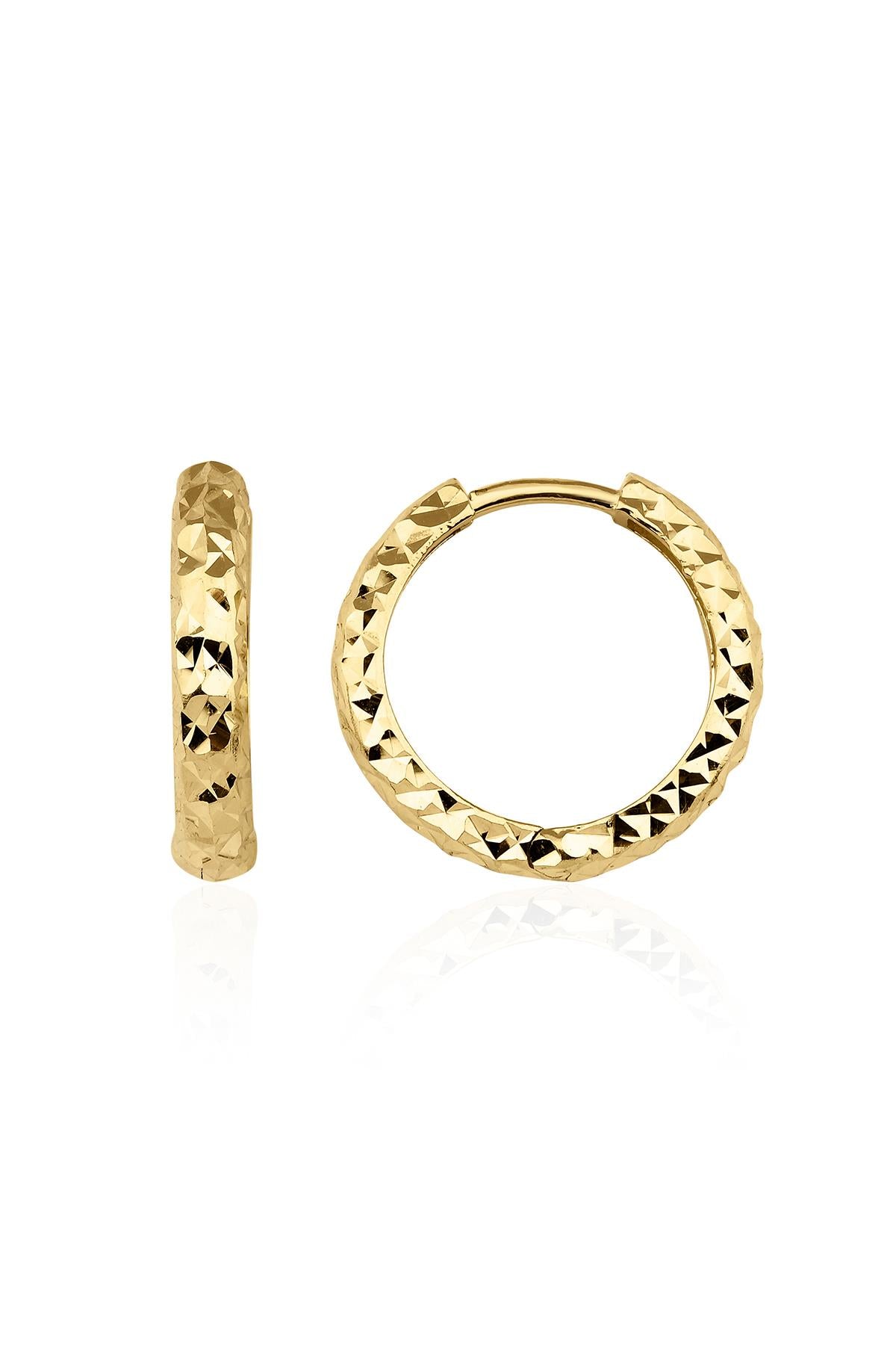 14K Gold Sparkling Hoop Earring 4