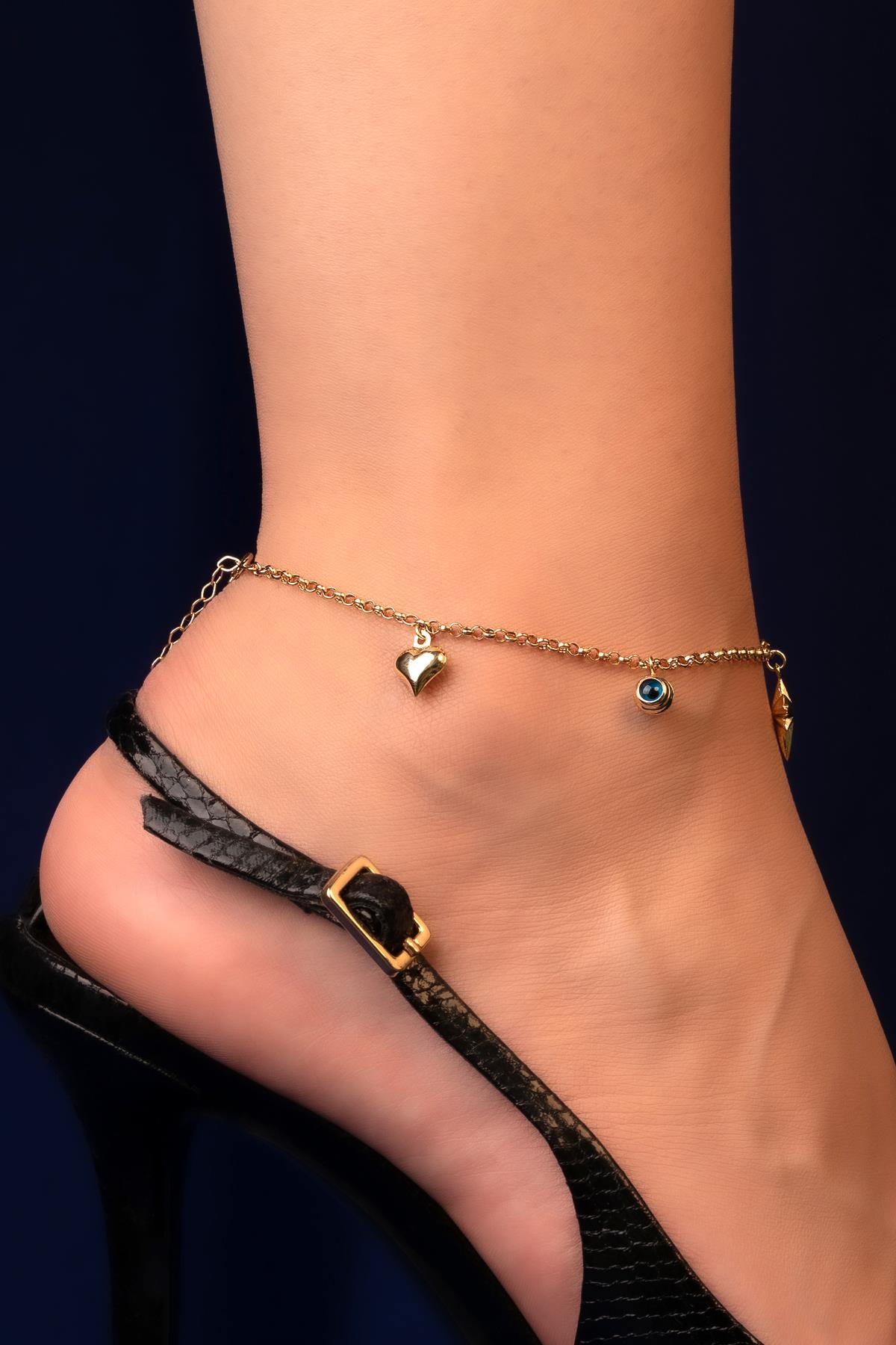 14K Gold Sparkling Luck Anklet
