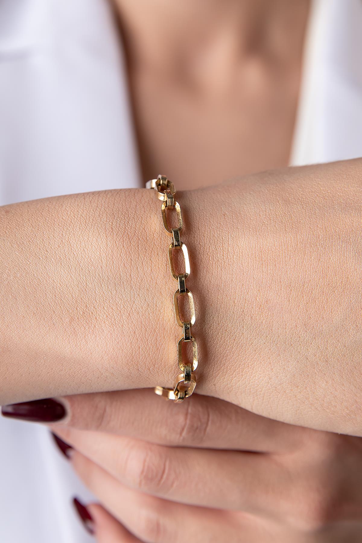 14K Gold Sparkling Paperclip with Jumpring Bracelet