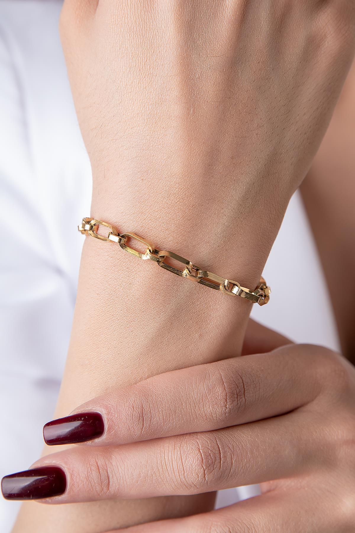 14K Gold Sparkling Paperclip with Jumpring Bracelet