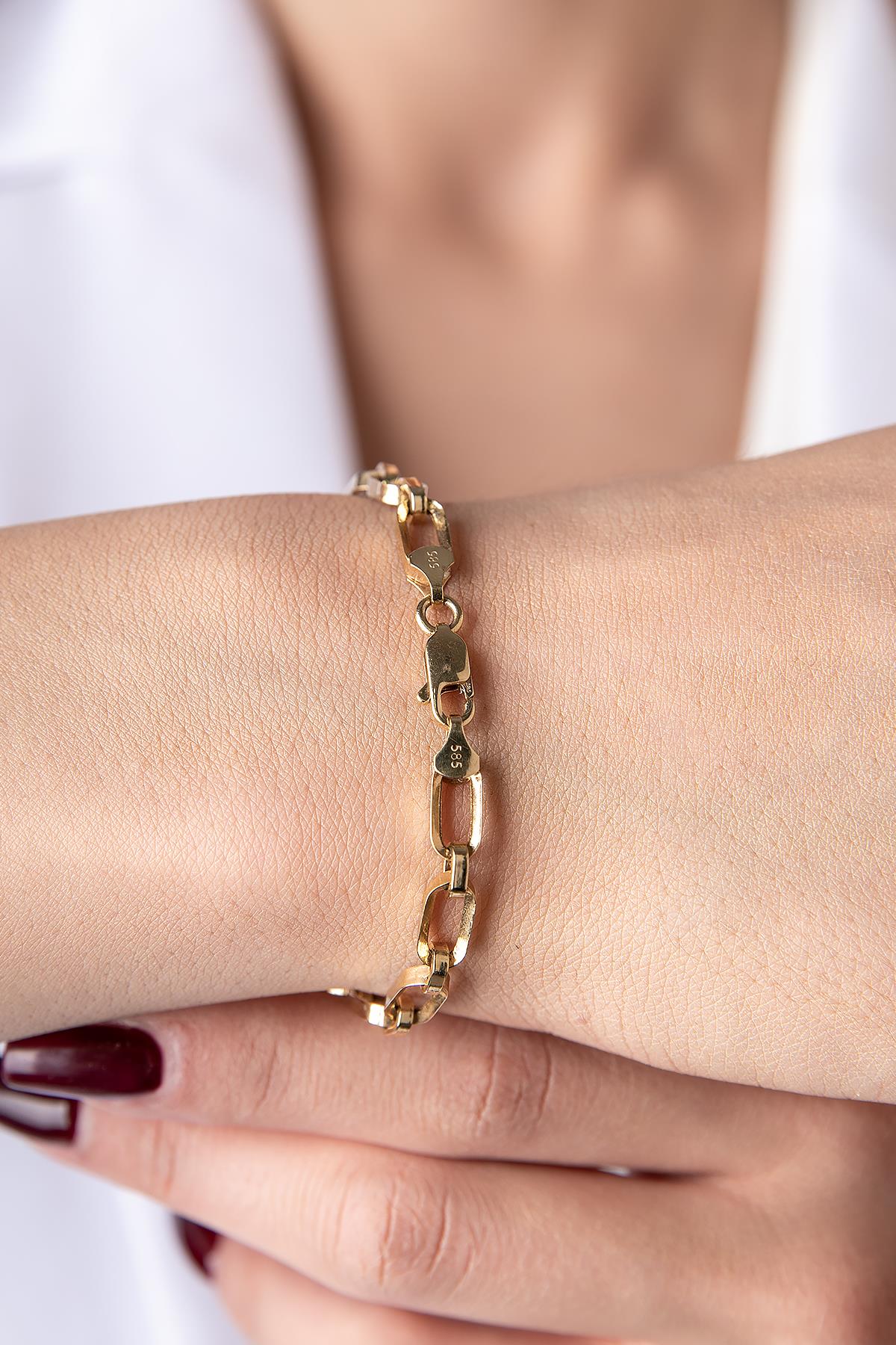 14K Gold Sparkling Paperclip with Jumpring Bracelet