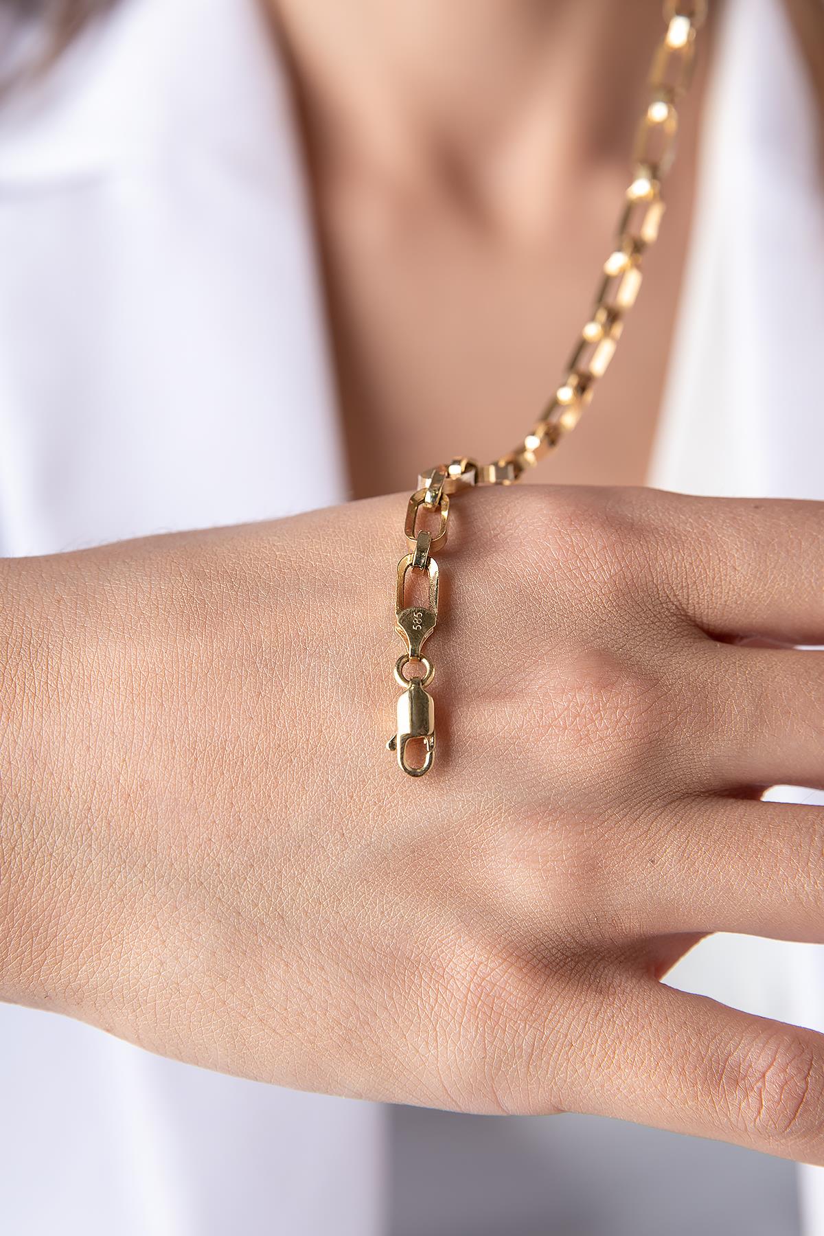 14K Gold Sparkling Paperclip with Jumpring Bracelet