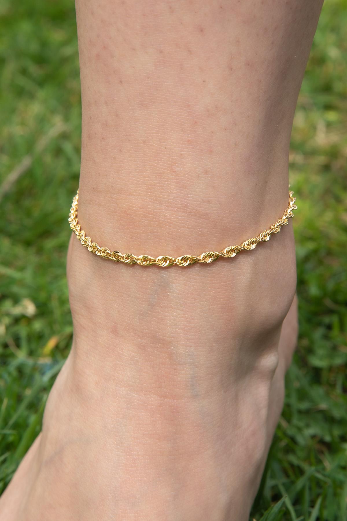 14K Gold Sparkling Twisted Anklet
