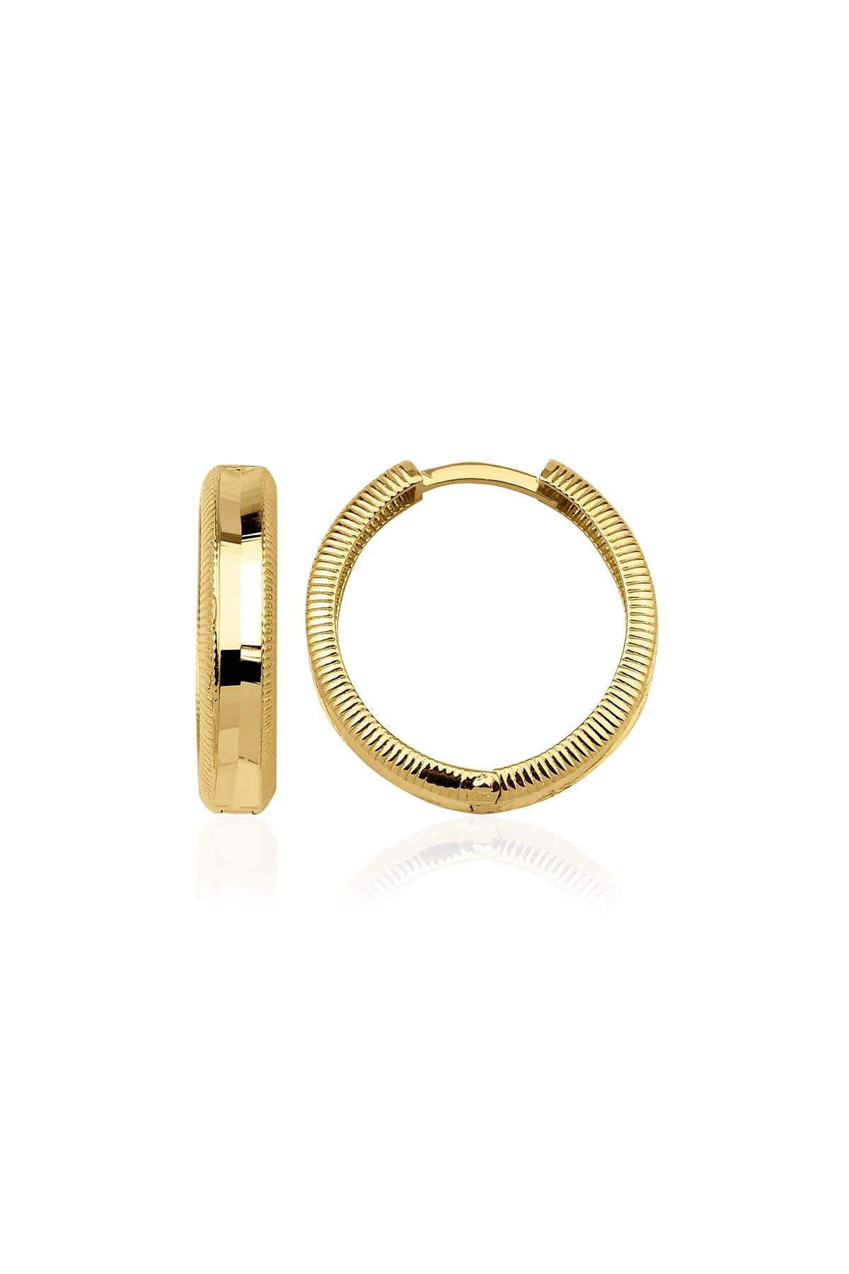 14K Gold Sparkly Hoop Earrings 3