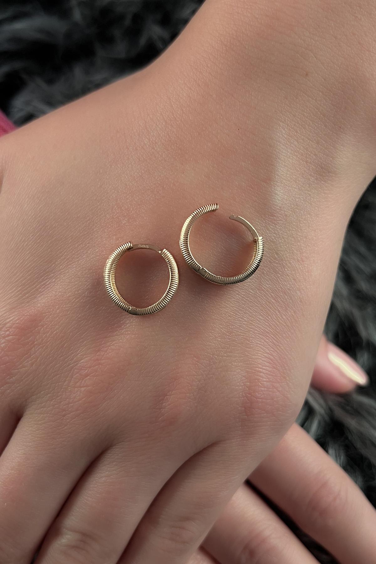 14K Gold Sparkly Hoop Earrings 3