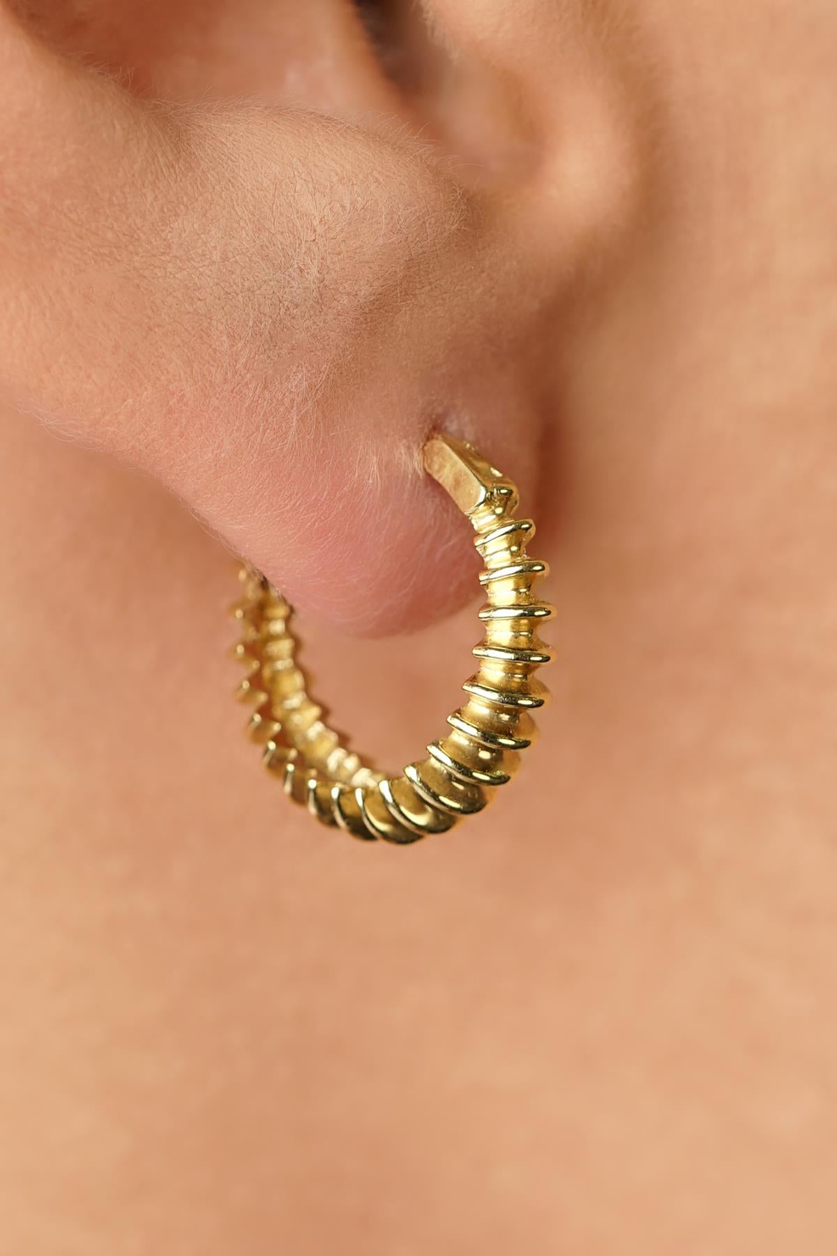 14K Gold Spiral Hoop Earrings