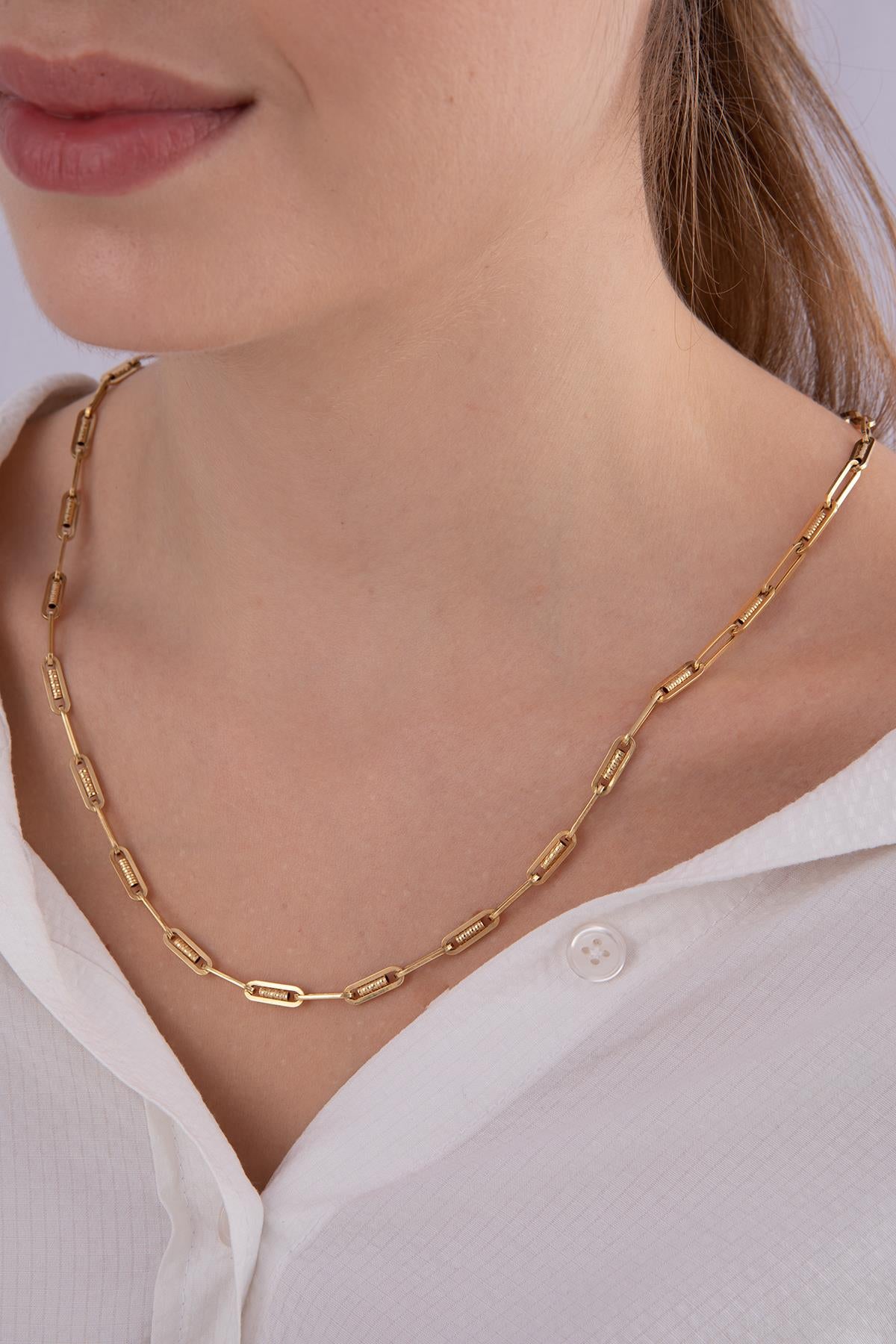 14K Gold Spiral Paperclip Chain