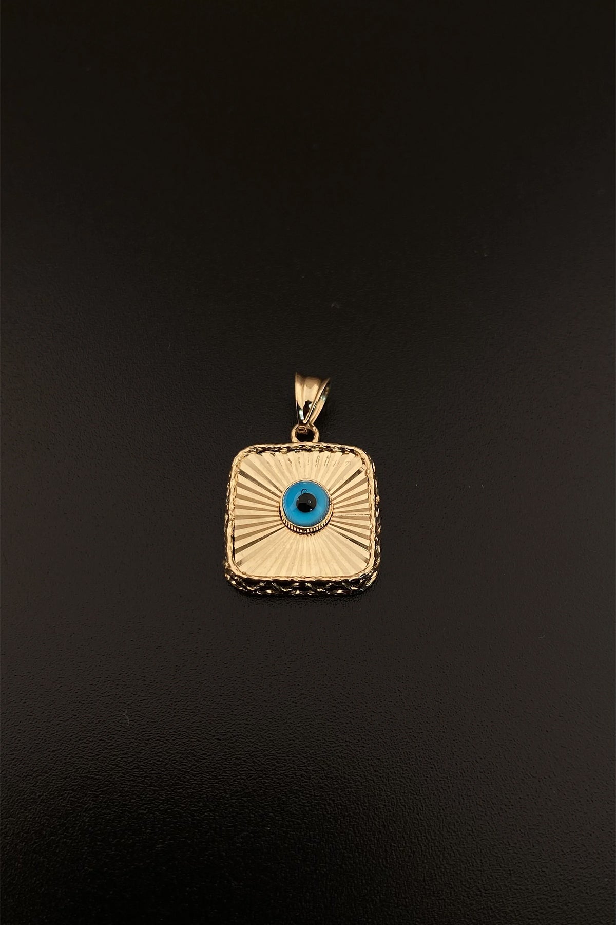 14K Gold Square Bright Evil Eye Charm