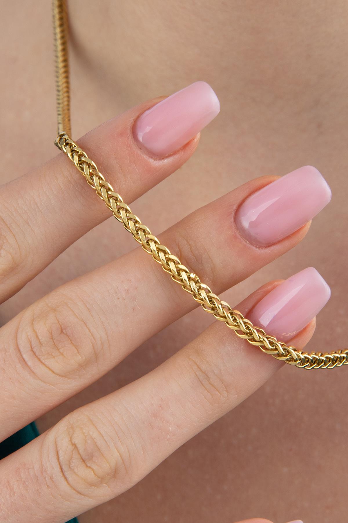 14K Gold Square Foxtail Chain  0.100 inch