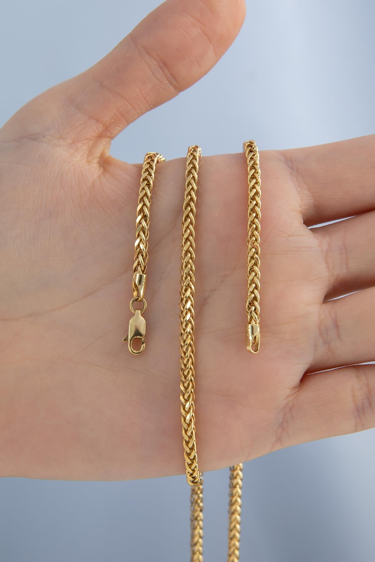 14K Gold Square Foxtail Chain  0.100 inch