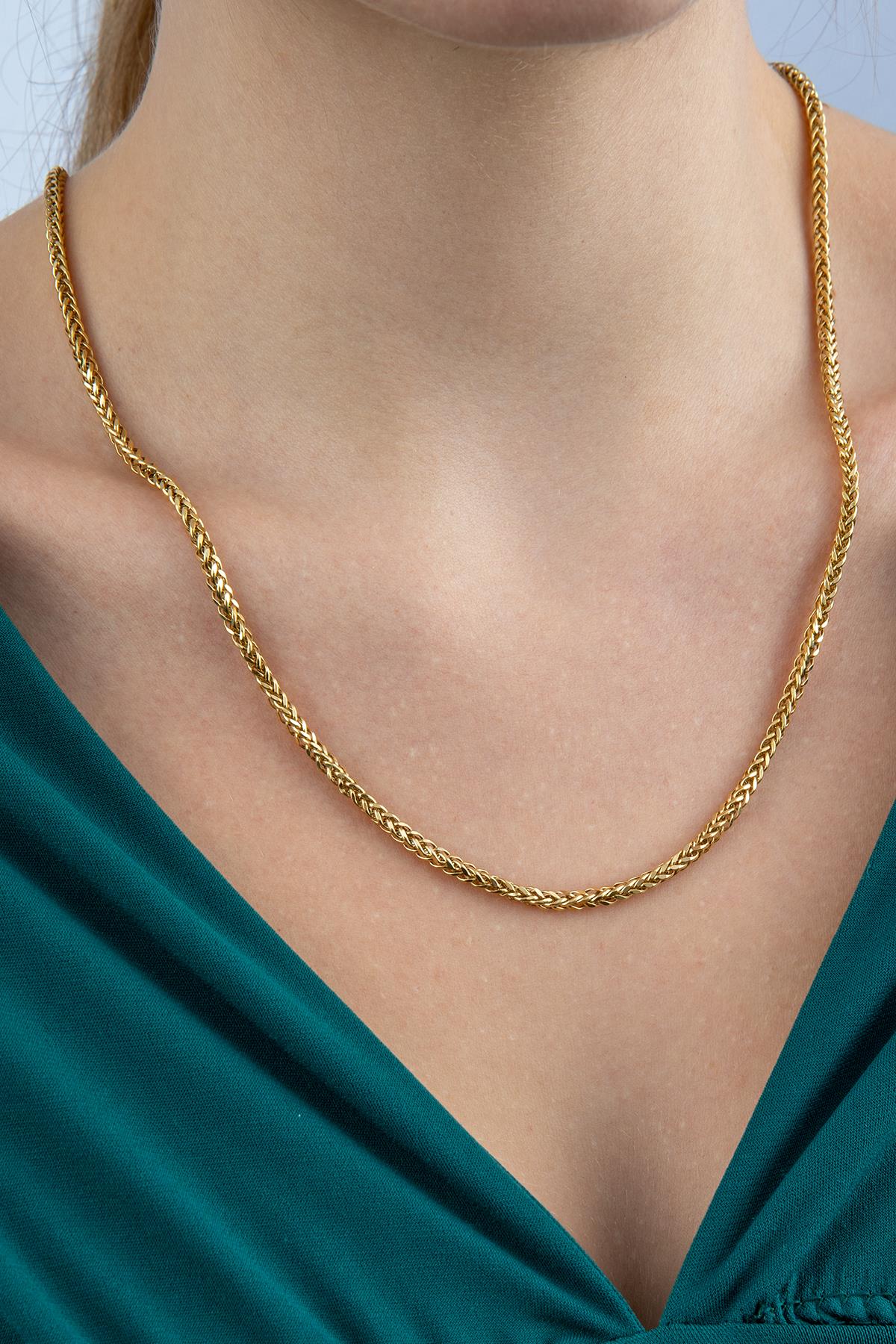 14K Gold Square Foxtail Chain  0.100 inch