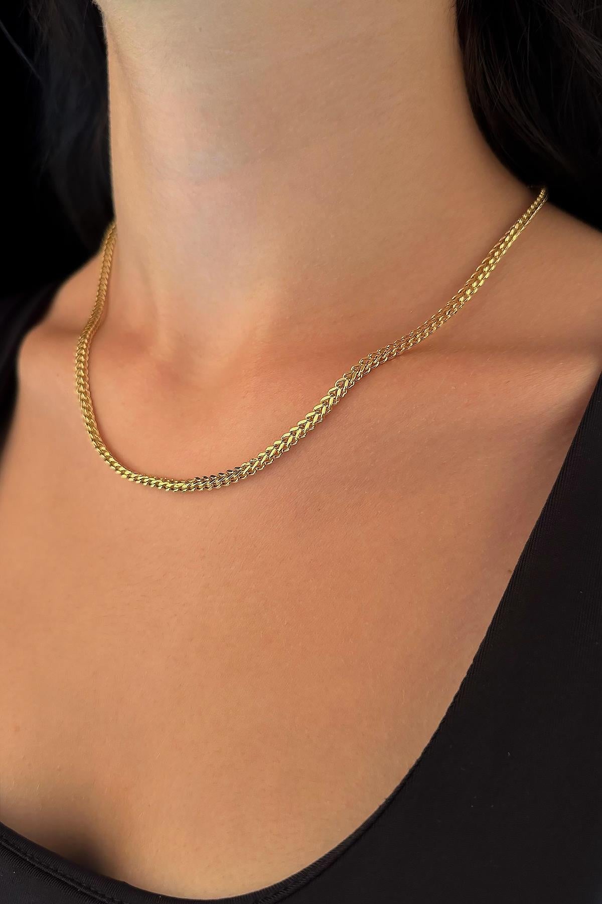14K Gold Square Foxtail Chain   0.127 inch
