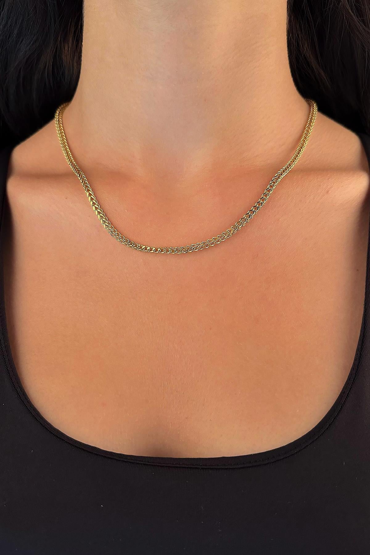 14K Gold Square Foxtail Chain   0.127 inch