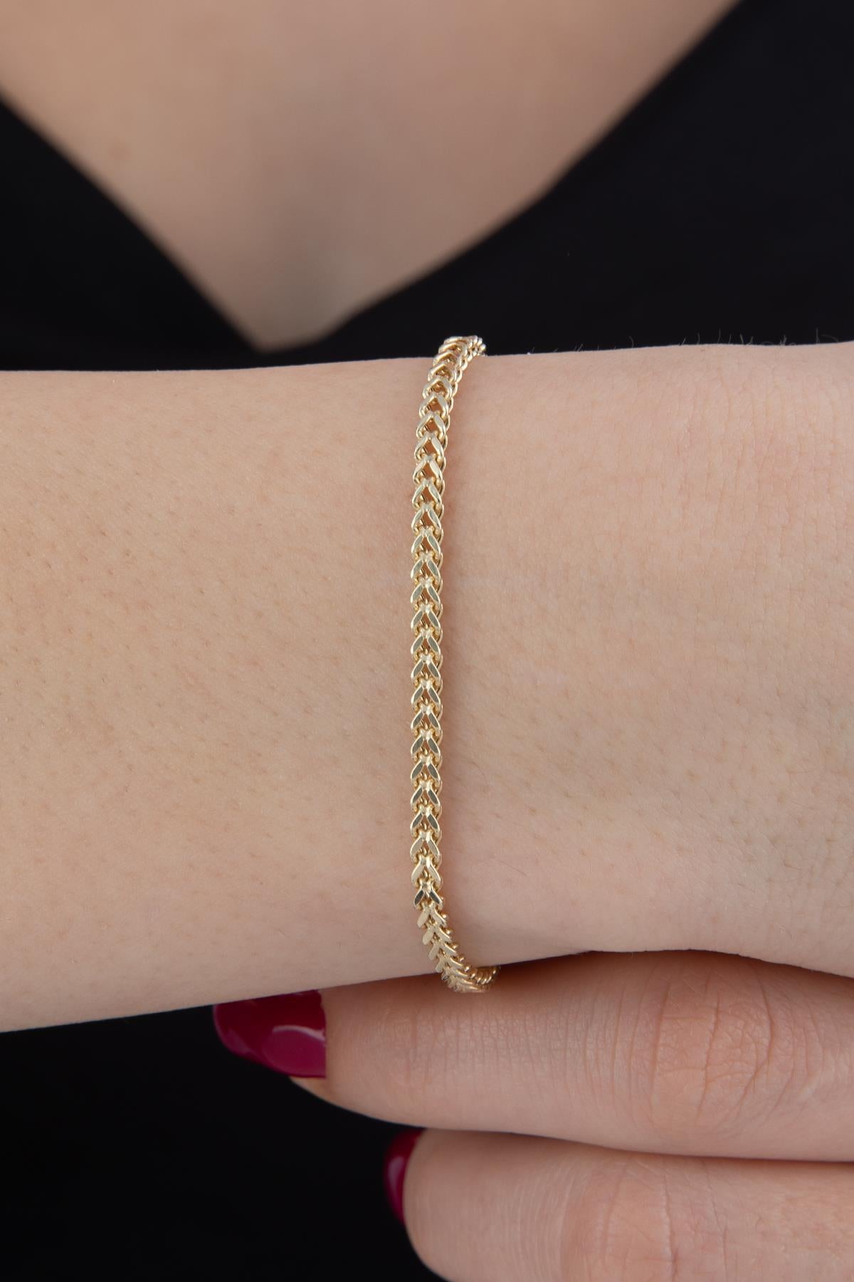 14K Gold Square Franco Bracelet
