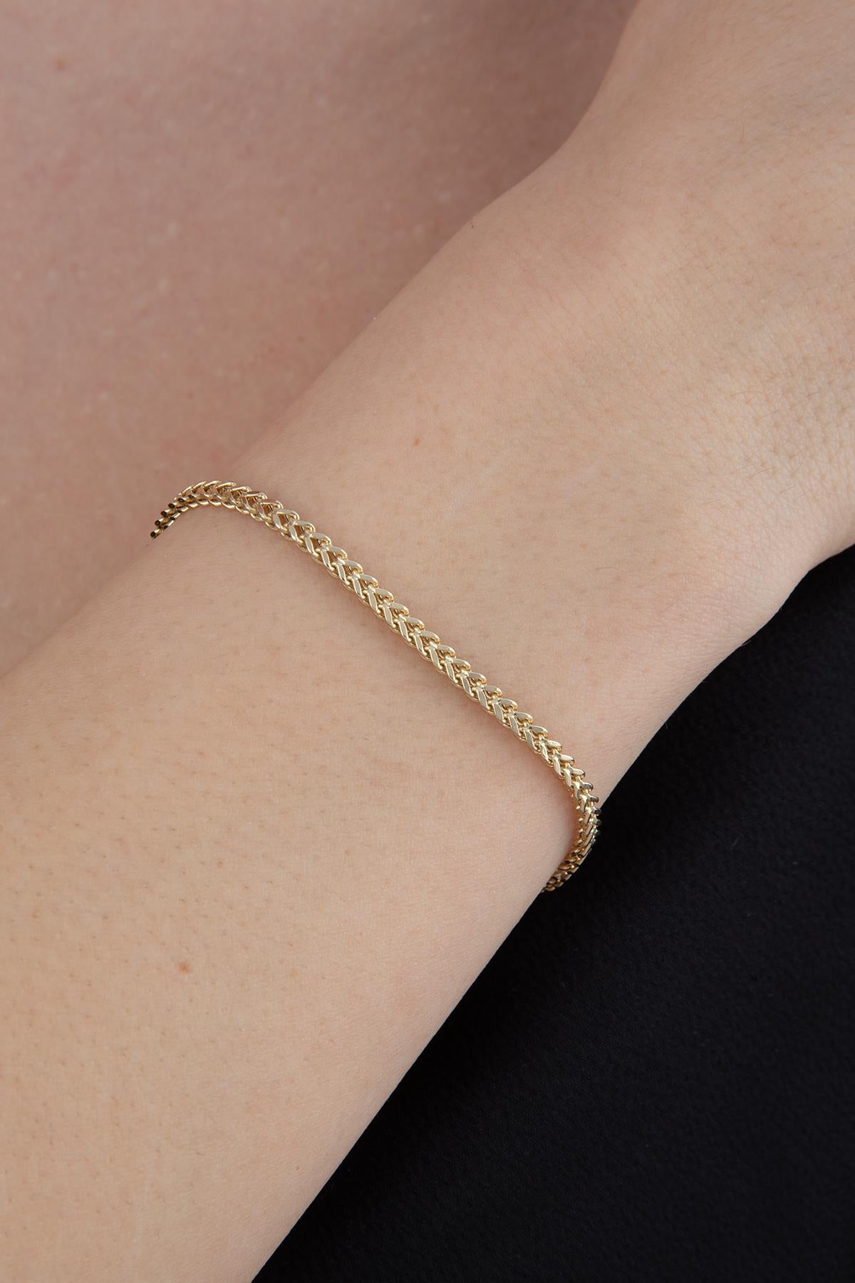 14K Gold Square Franco Bracelet