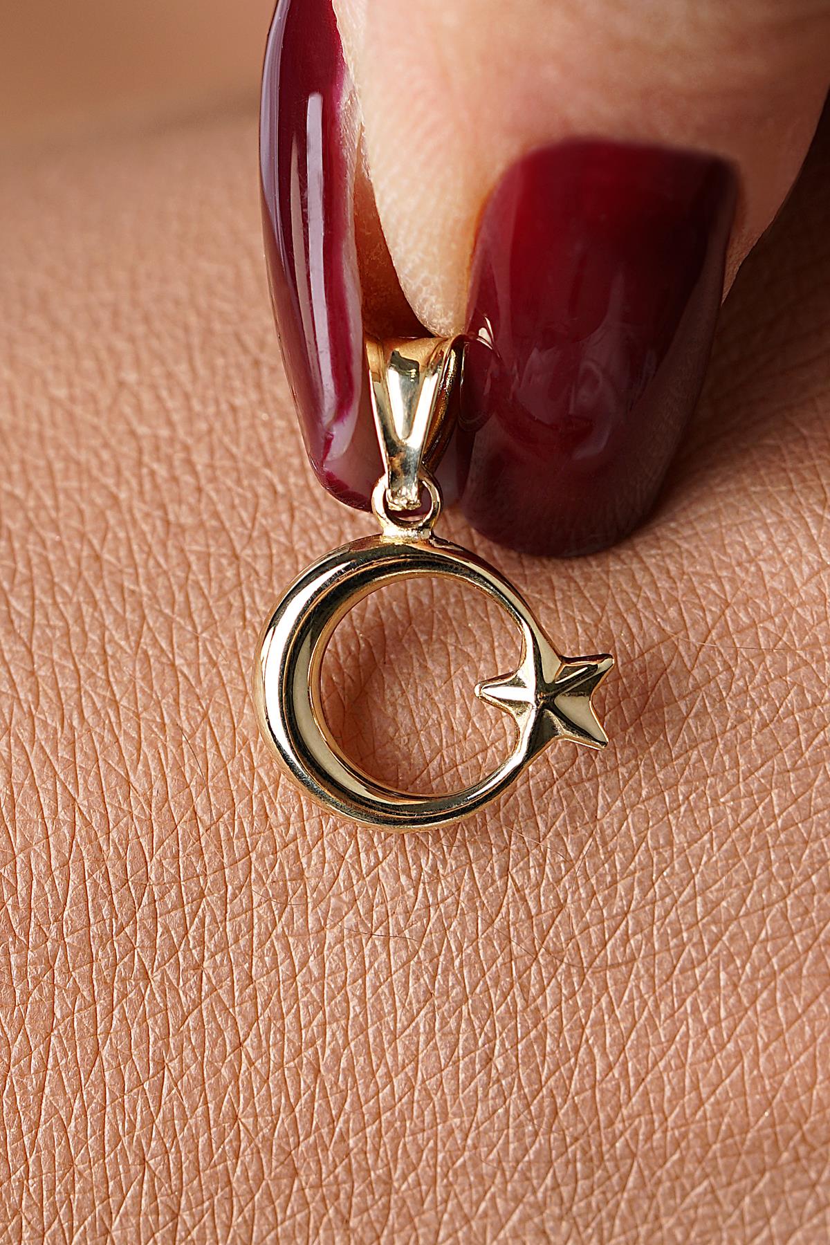 14K Gold Star and Crescent Charm