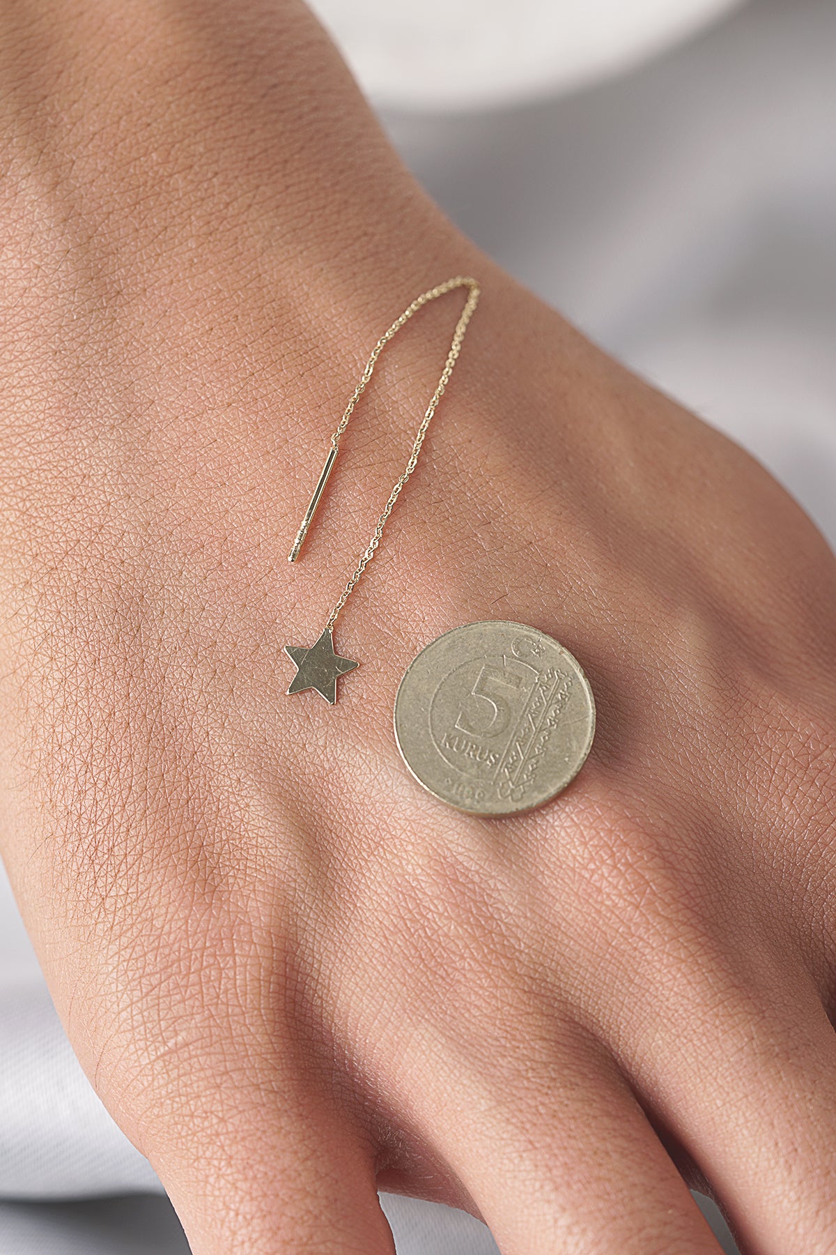 14K Gold Star-Detail Chain Earrings