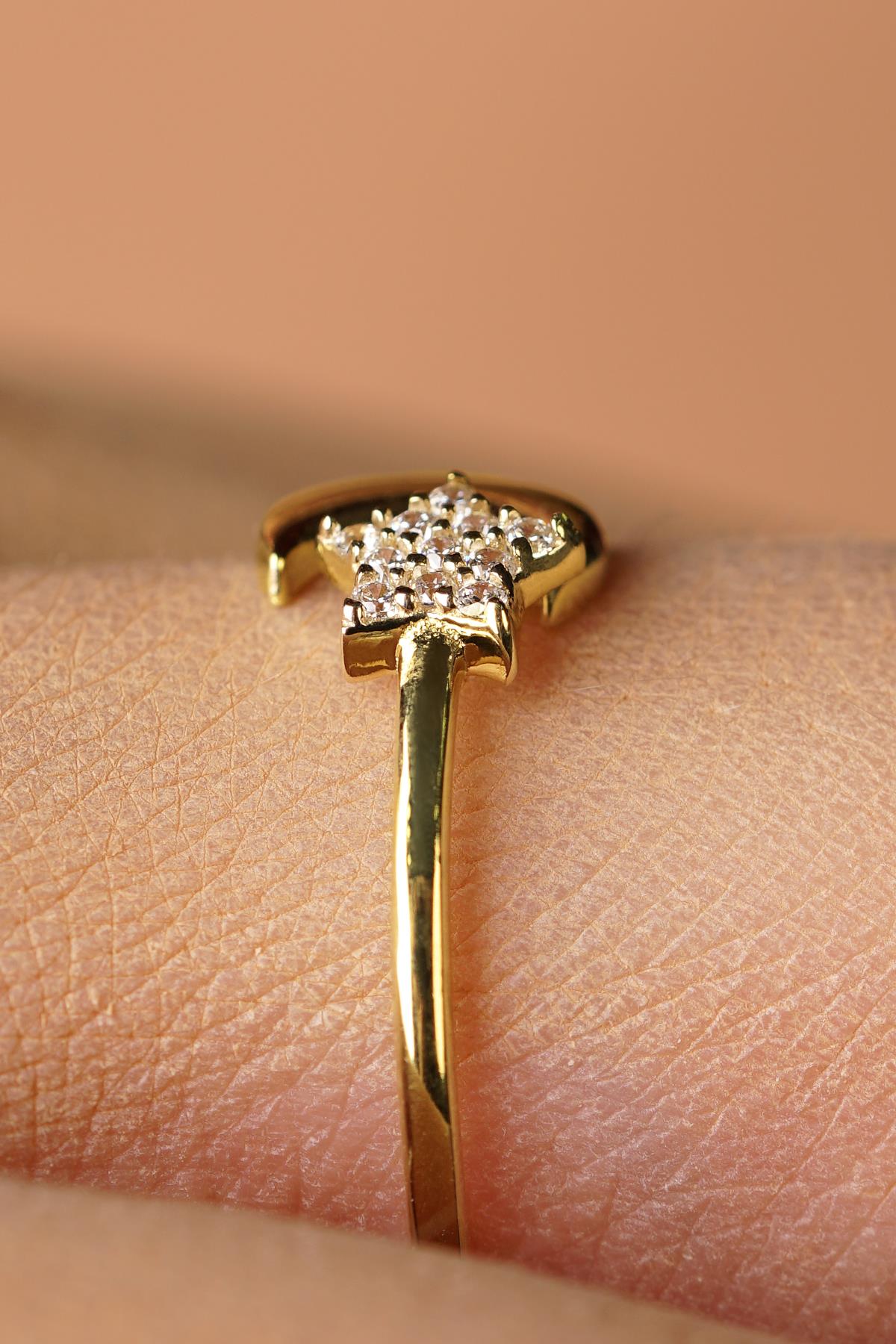 14K Gold Star Moon Ring