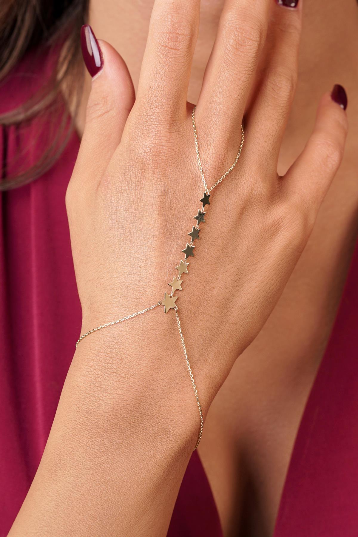 14K Gold Star Sequence Hand Chain