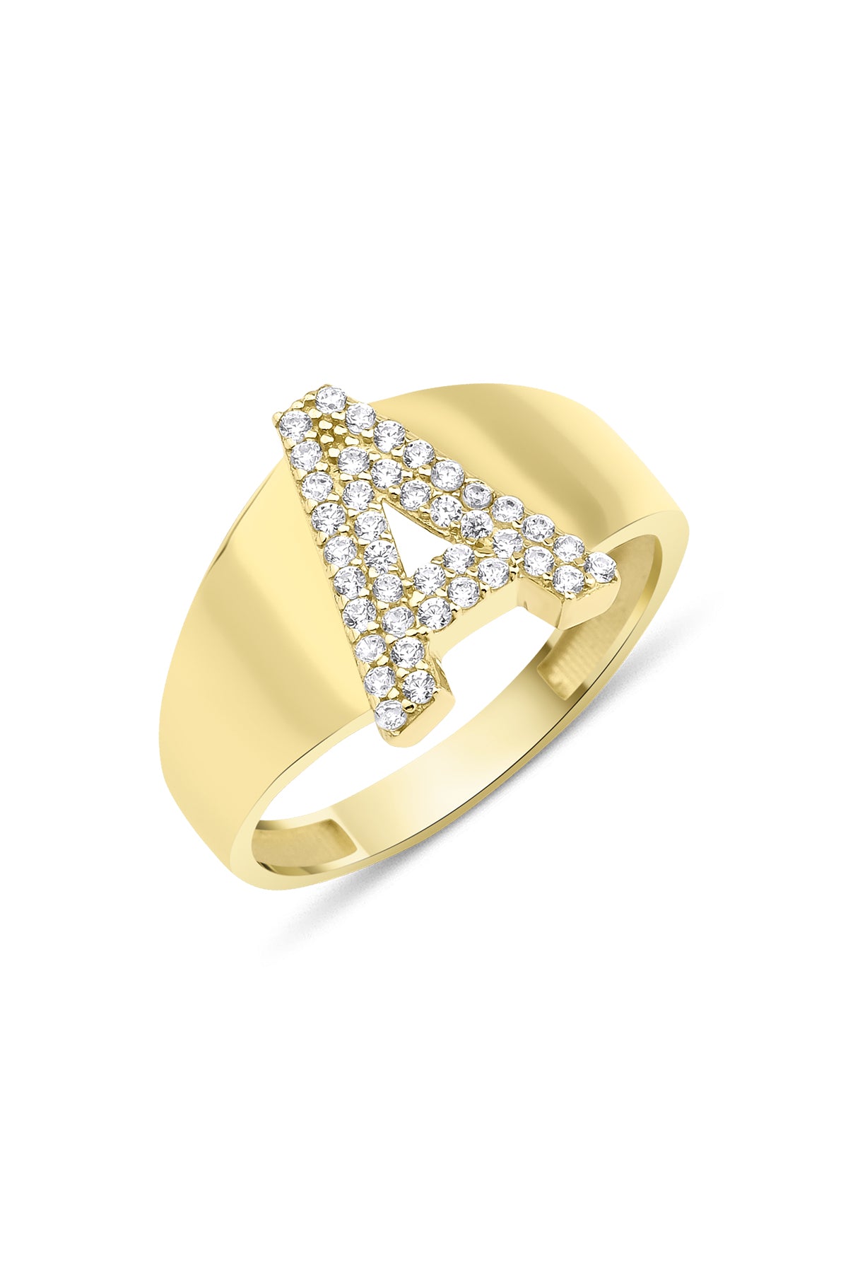 14K Gold Stone A Initial Ring