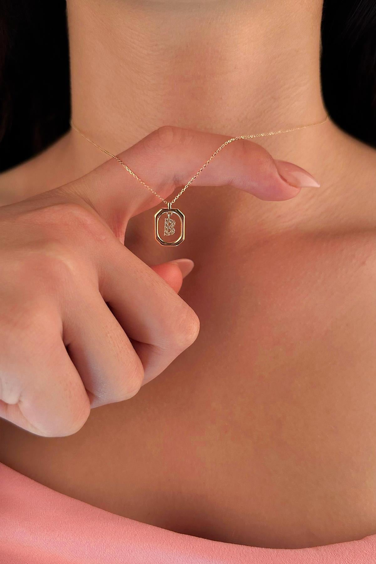 14K Gold Stone B Initial Necklace