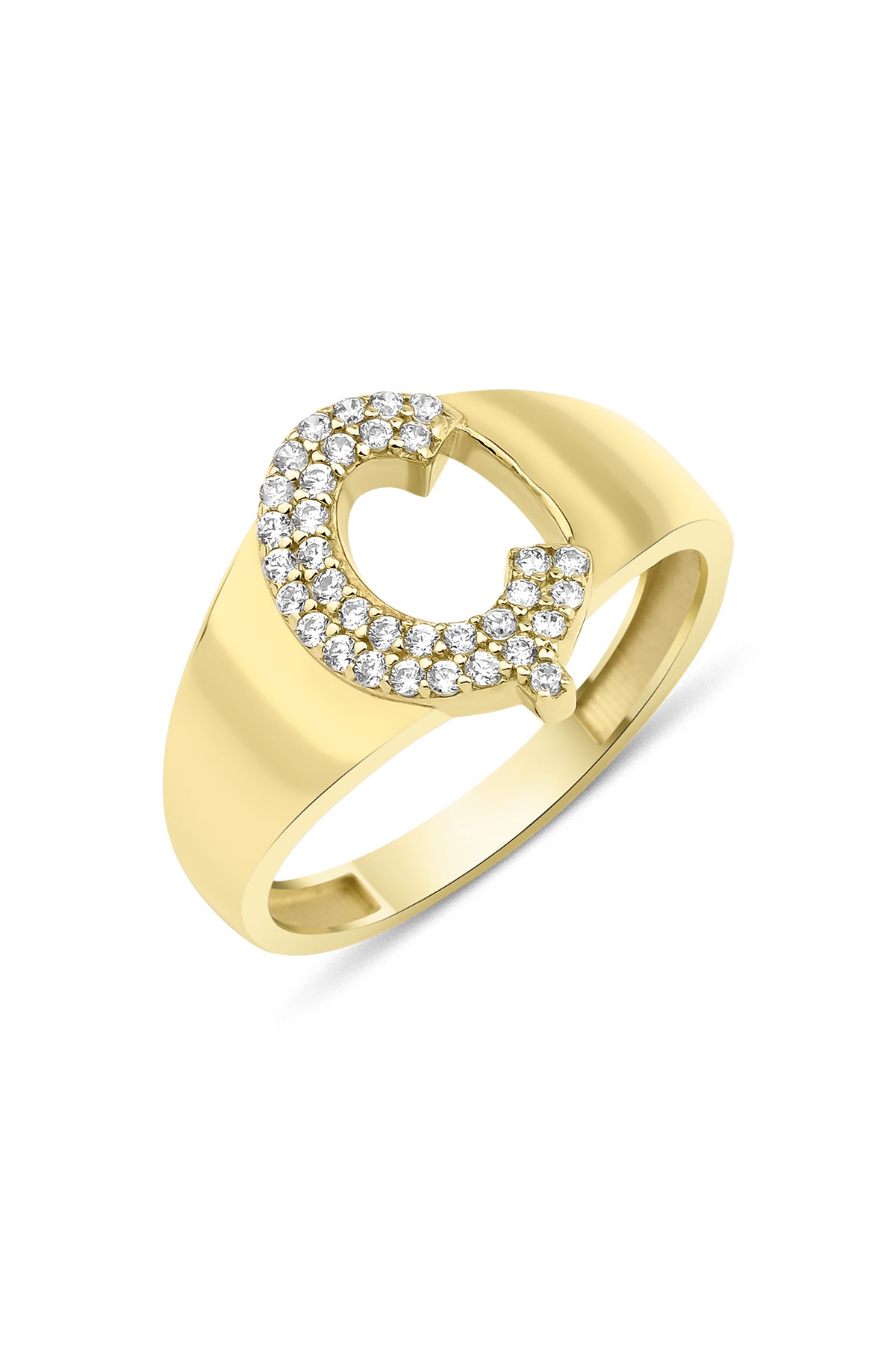 14K Gold Stone Ç Initial Ring