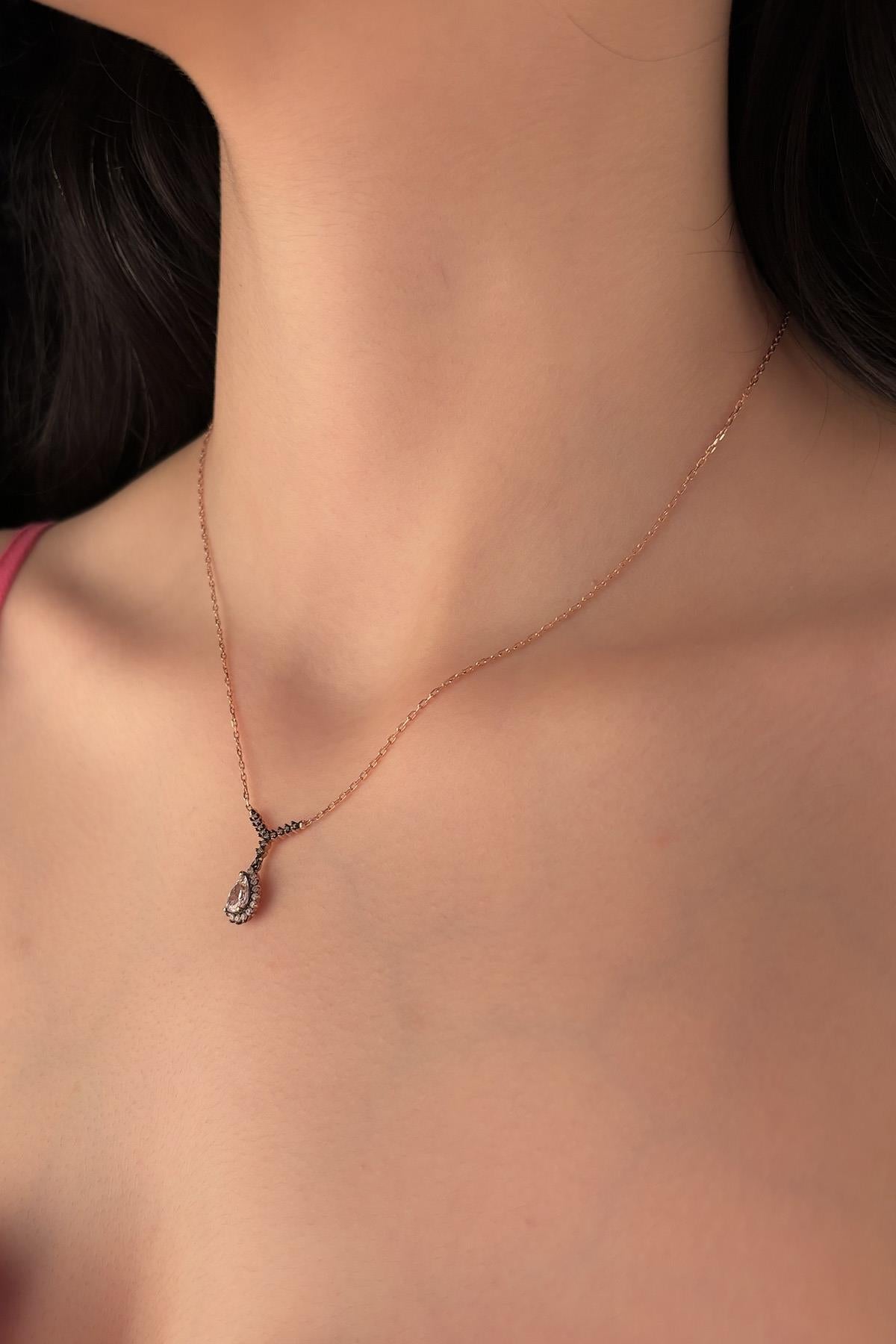14K Gold Stone Drop Necklace